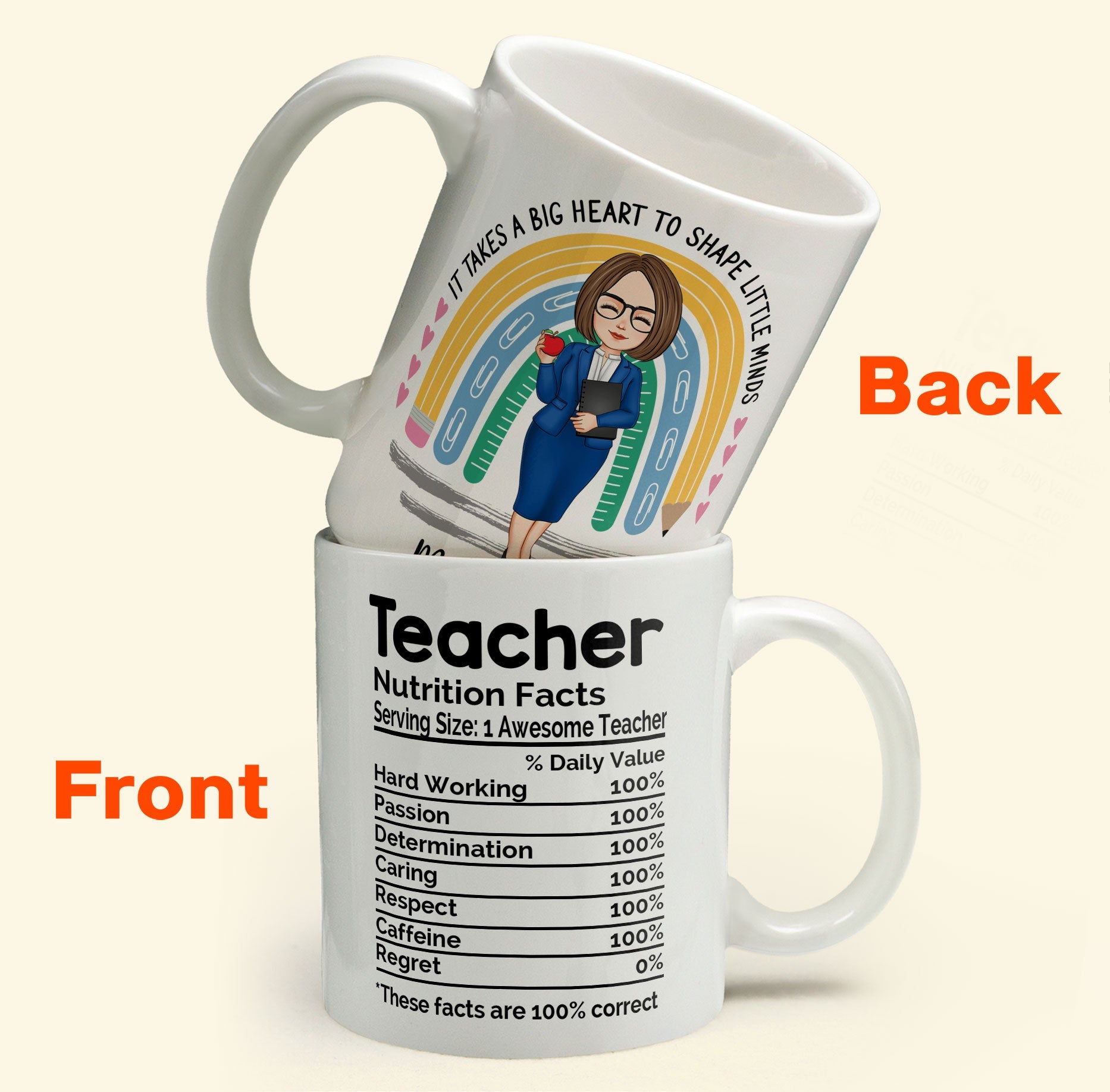 Teacher Nutrition Facts - Personalized Mug