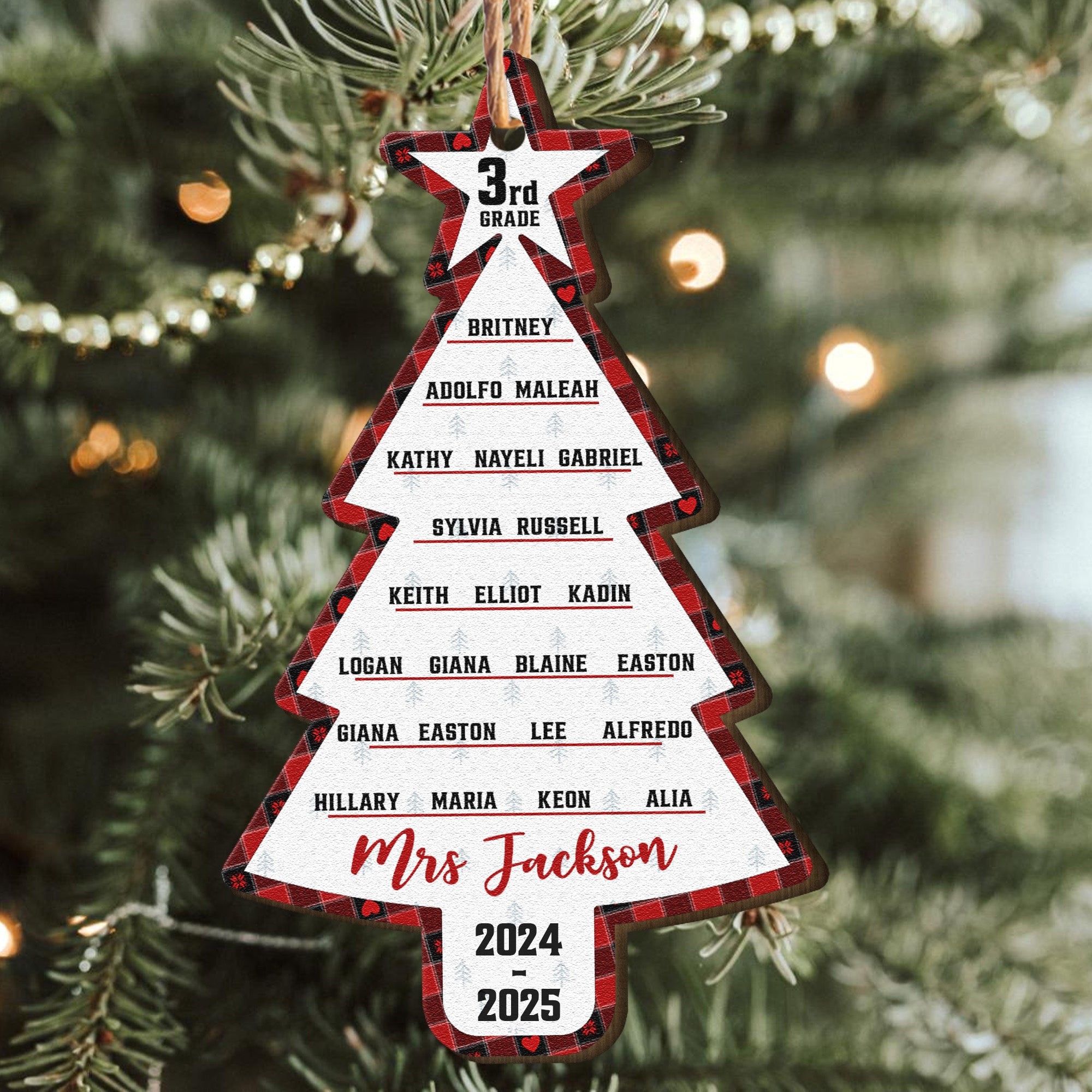 Teacher & Class List - Personalized Wooden Ornament