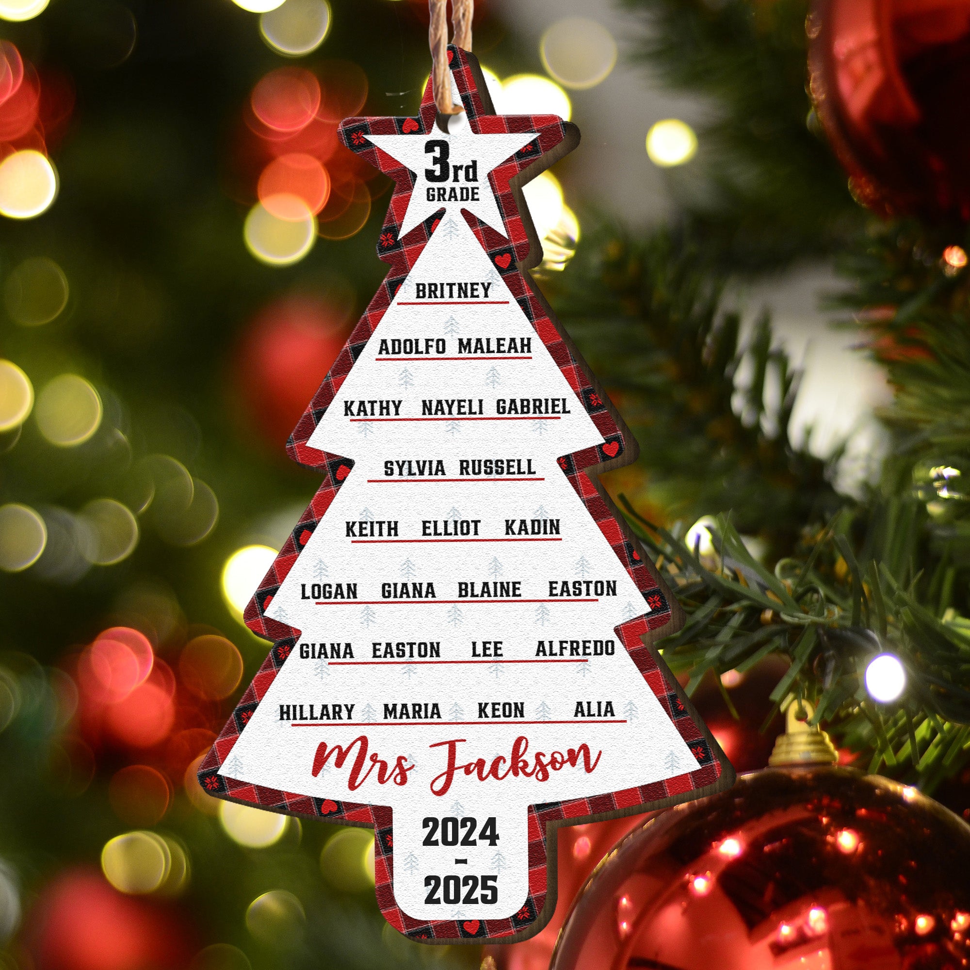 Teacher & Class List - Personalized Wooden Ornament