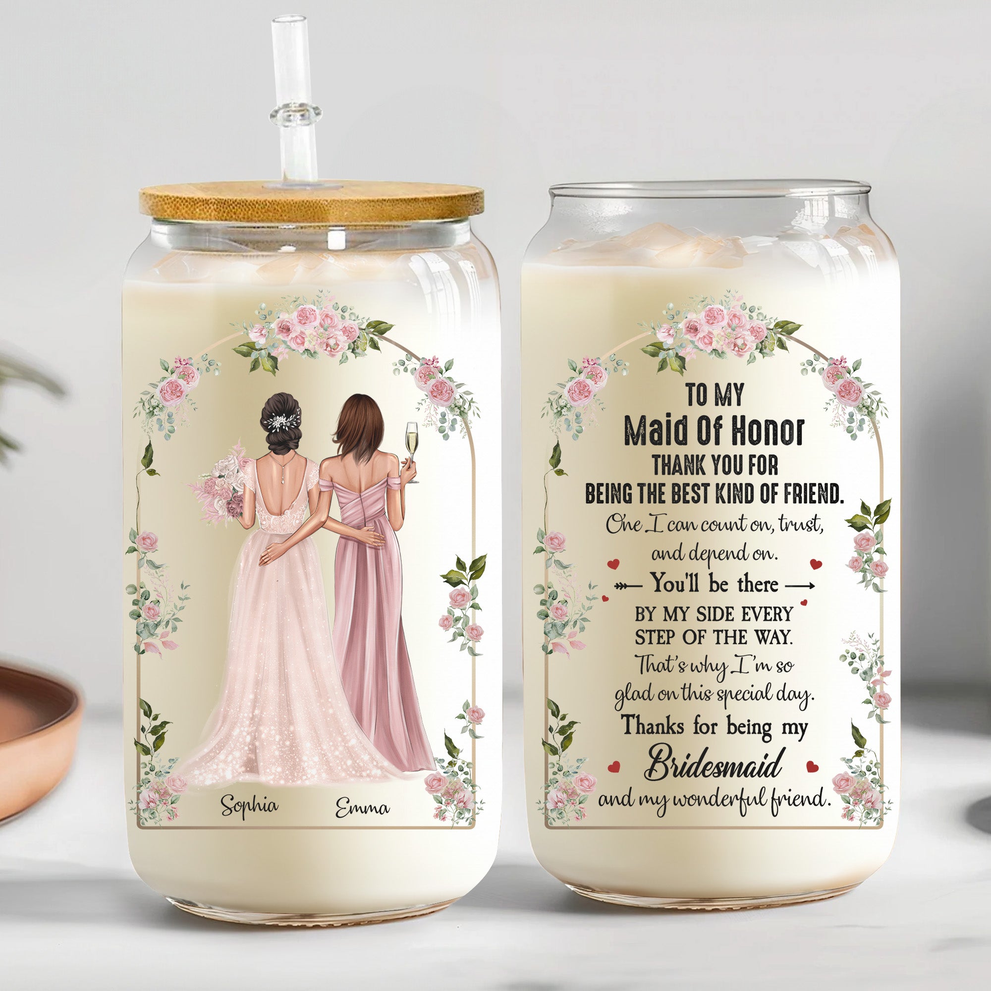 Thank You For Being My Bridesmaid - Personalized Clear Glass Cup