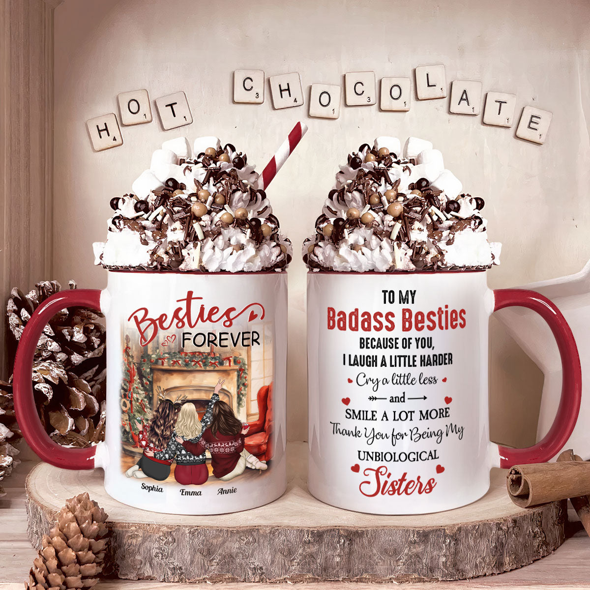 Thank You For Being My Unbiological Sister Friends - Personalized Accent Mug