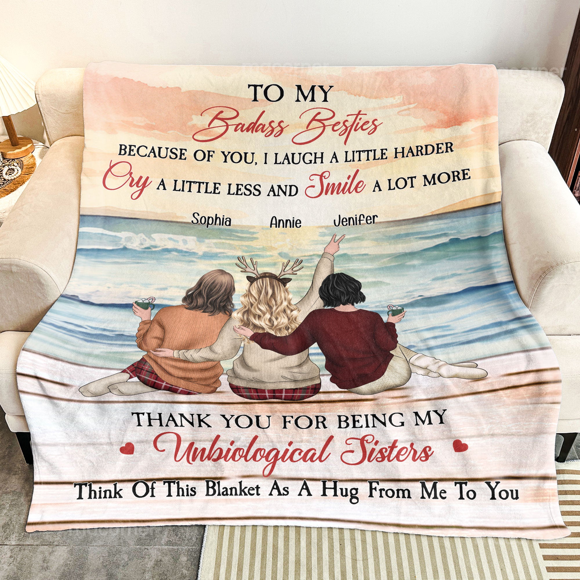 Thank You For Being My Unbiological Sister Friendship Gift - Personalized Blanket