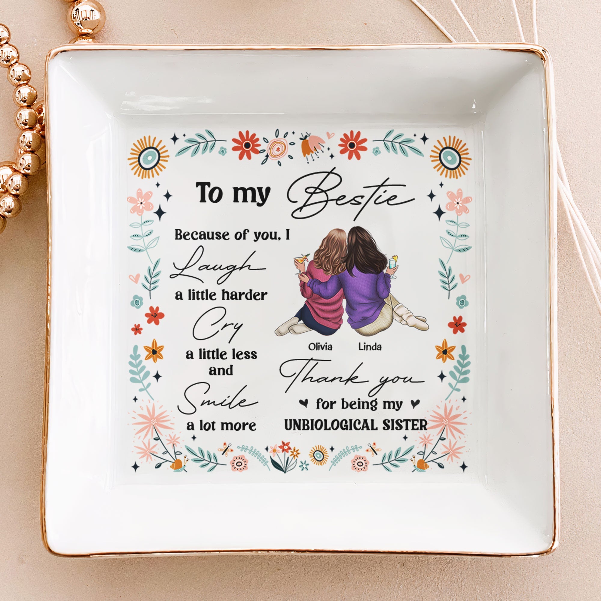 Thank You For Being My Unbiological Sister - Personalized Jewelry Dish