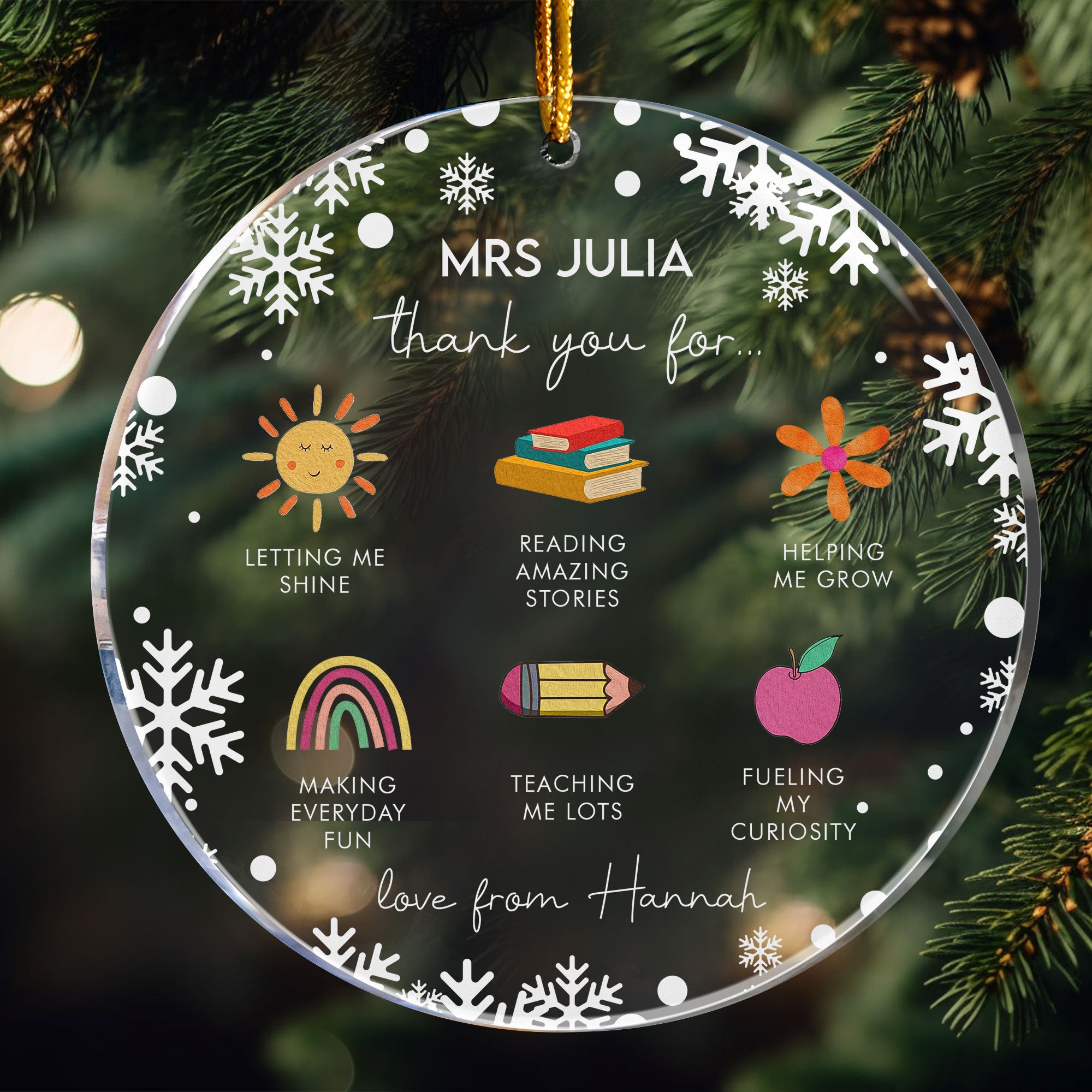 Thank You For Teacher - Personalized Acrylic Ornament