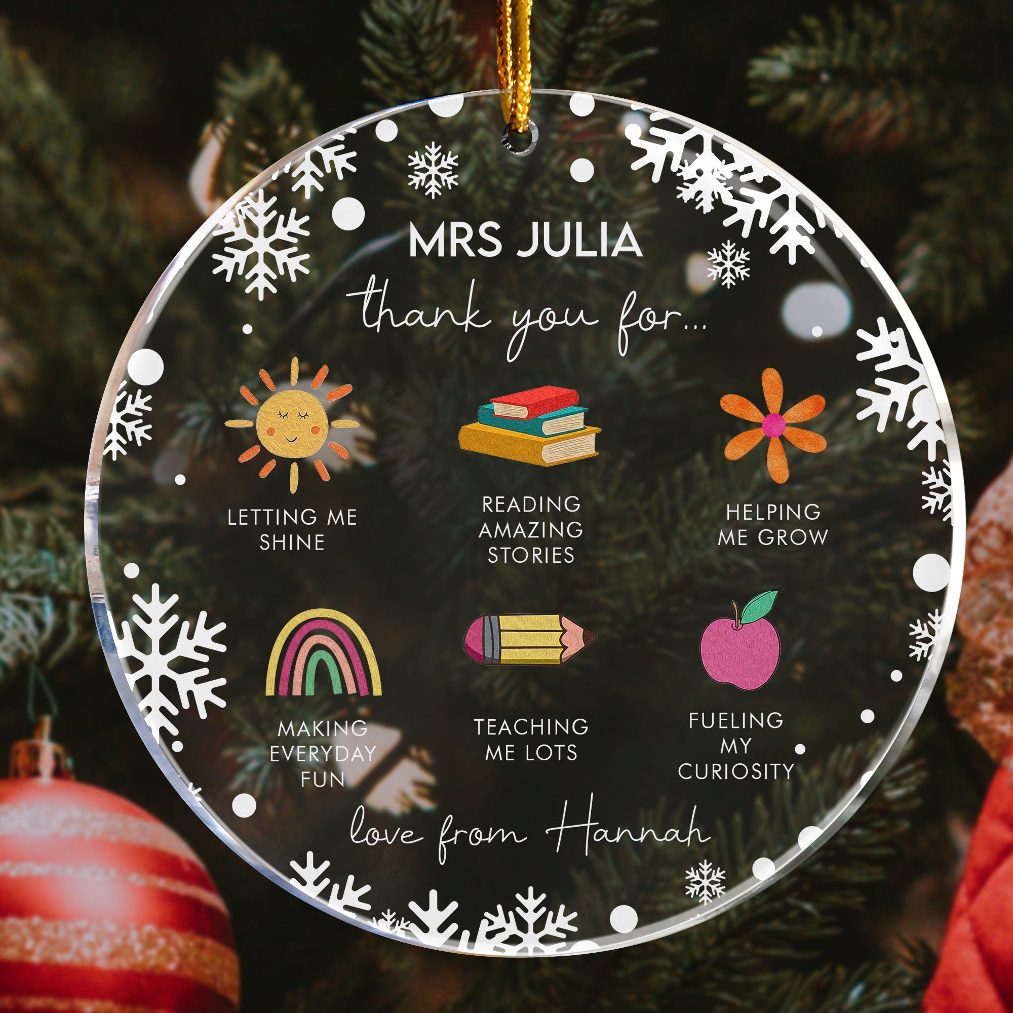 Thank You For Teacher - Personalized Acrylic Ornament