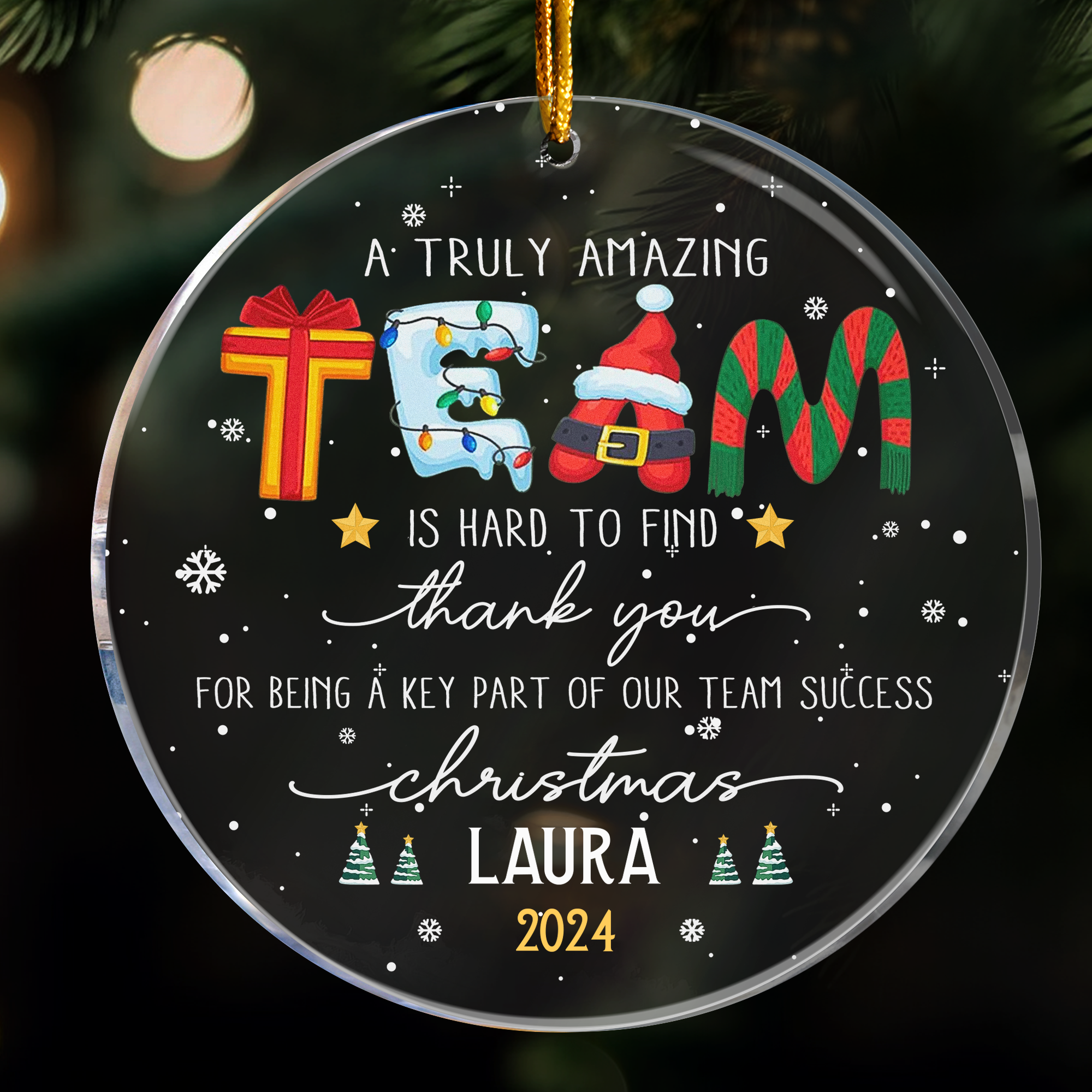 Thank You Gifts For Boss, Coworkers, Friends - A Truly Amazing Team Is Hard To Find - Personalized Acrylic Ornament