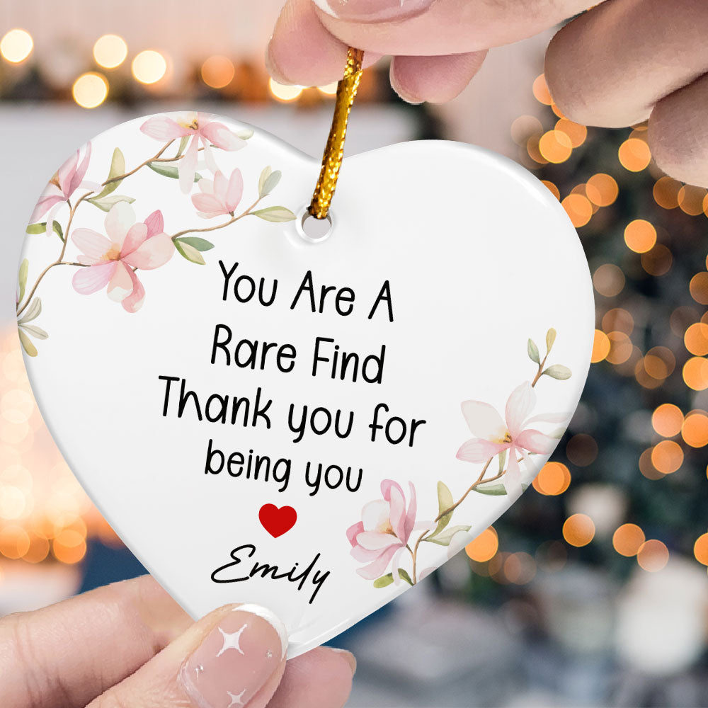 Thank You Gifts For Boss, Coworkers, Friends - You Are A Rare Find - Personalized Ceramic Ornament