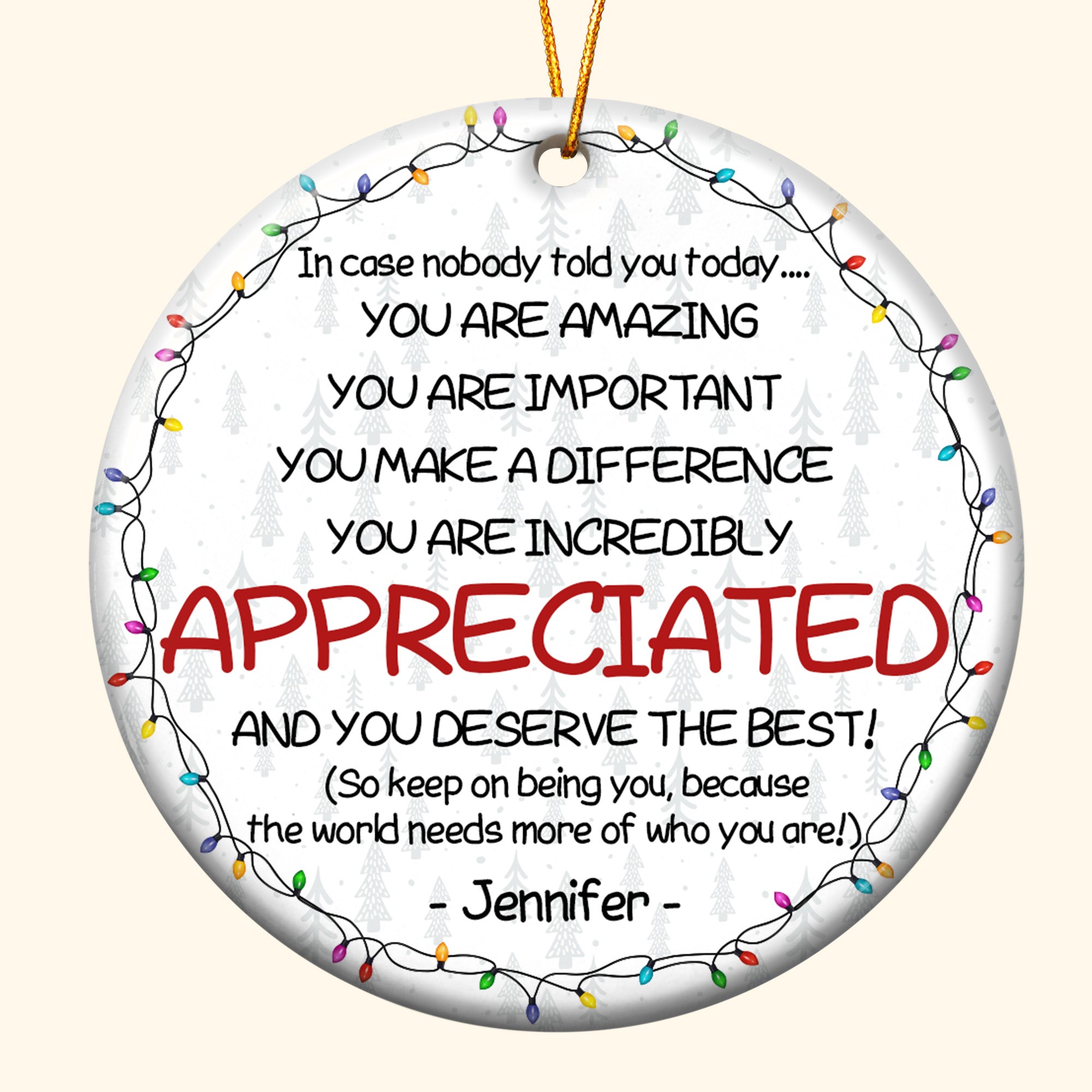 Thank You Gifts For Boss, Coworkers, Friends - You Are Amazing - Personalized Ceramic Ornament