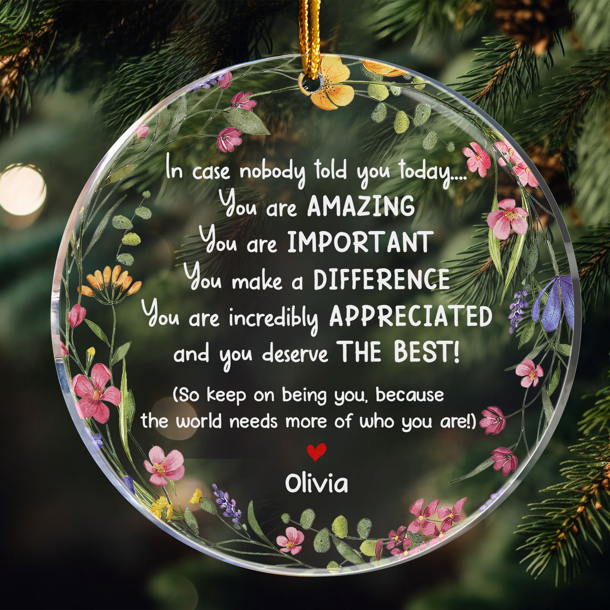 Thank You Gifts - In Case No One Told You Today - Gifts For Friends, Coworkers, Family - Personalized Acrylic Ornament