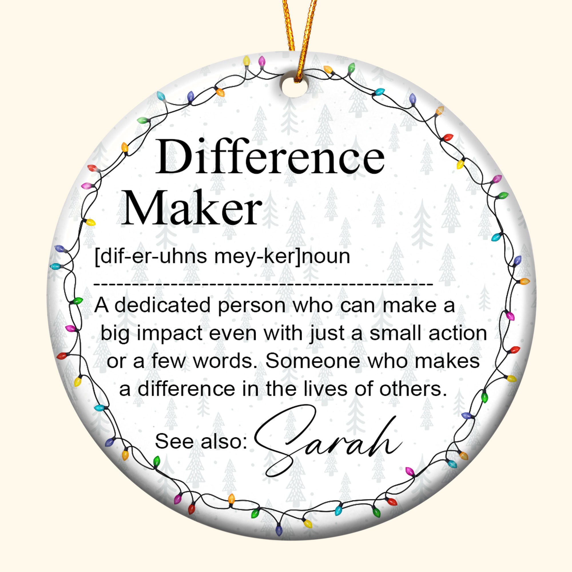 Thank You Gifts For Boss, Coworkers, Friends - Difference Maker - Personalized Ceramic Ornament