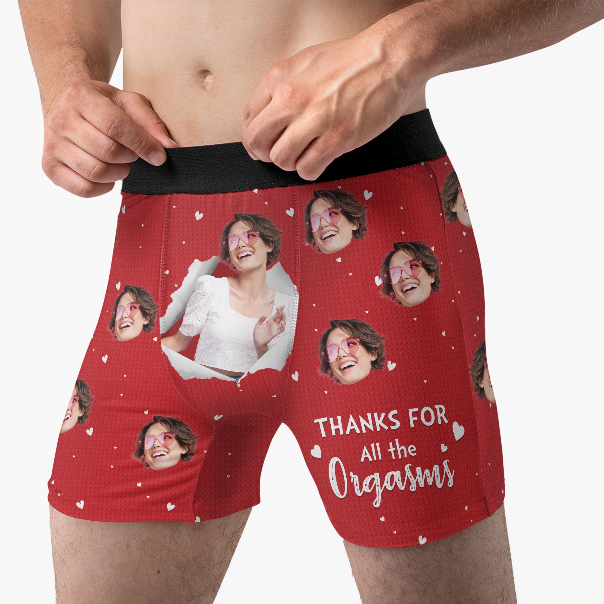 Thanks For All The Orgasms - Personalized Photo Men's Boxer Briefs