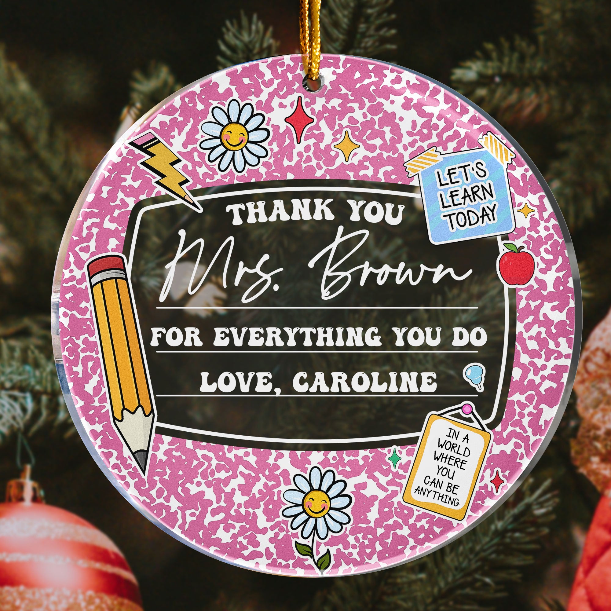 Thanks For Everything You Do Christmas Teacher Ornament - Personalized Acrylic Ornament