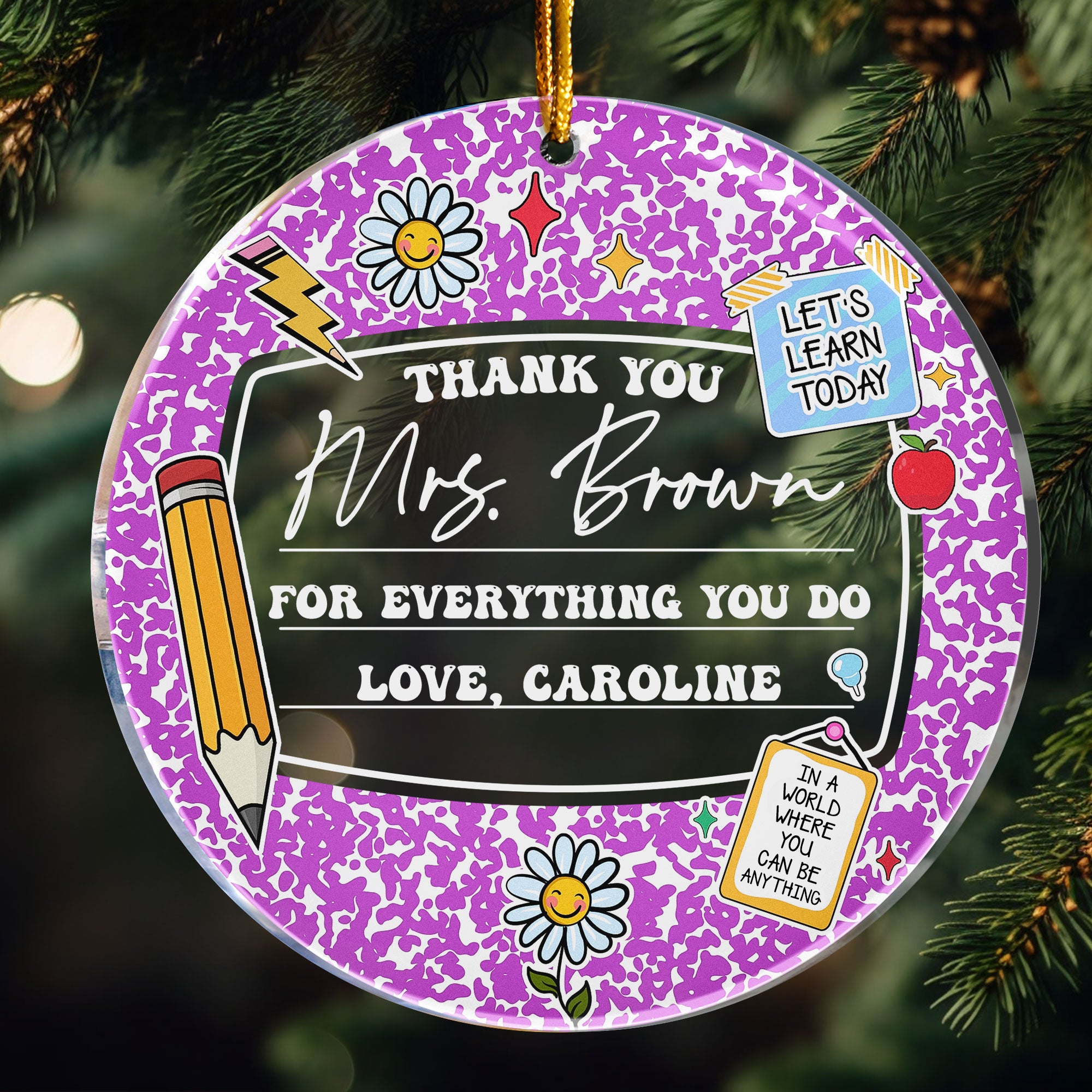 Thanks For Everything You Do Christmas Teacher Ornament - Personalized Acrylic Ornament