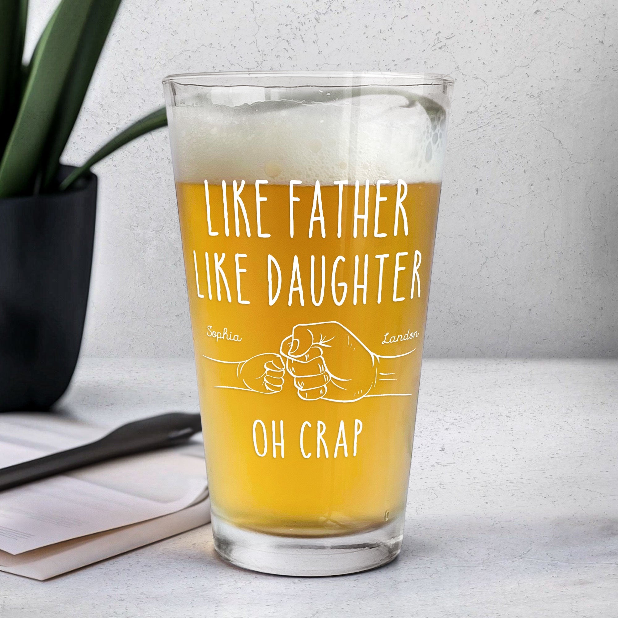 Thanks For Teaching Me How To Be A Man Gift From Daughter - Personalized Beer Glass