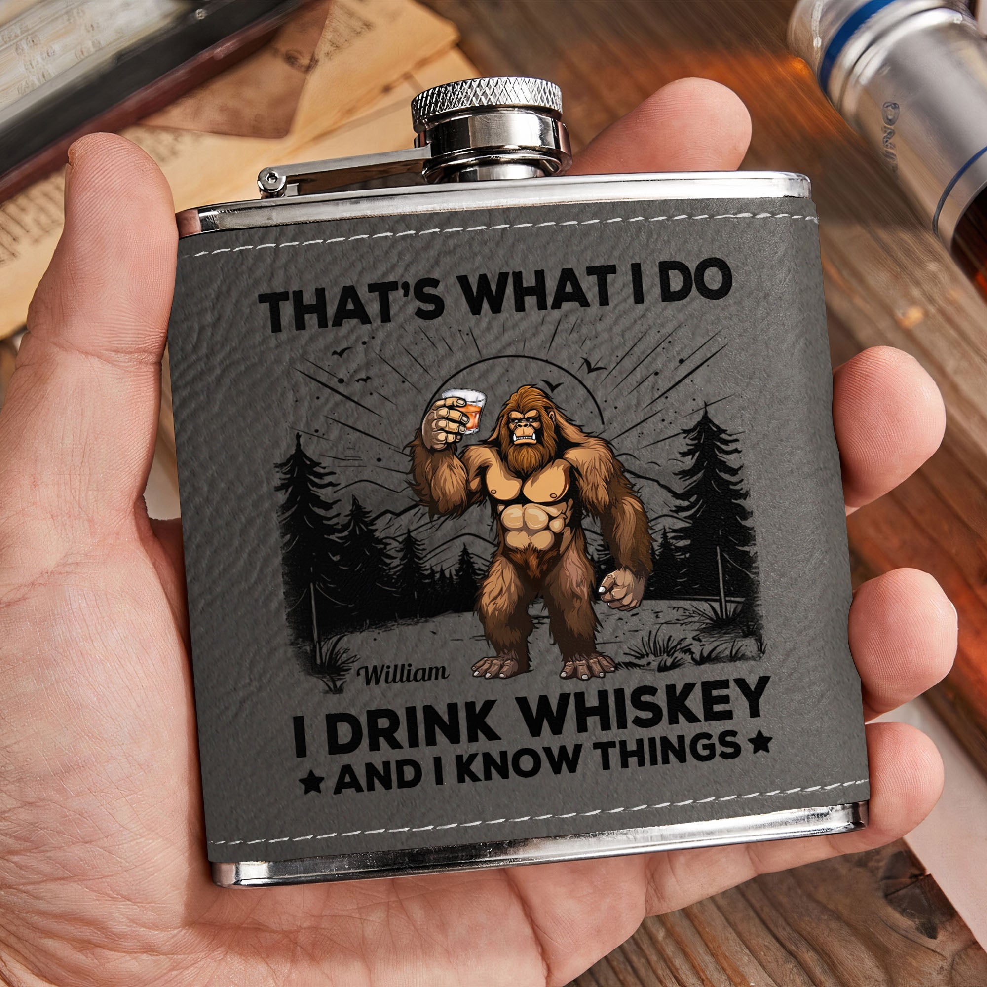 That'S What I Do - Personalized Leather Flask