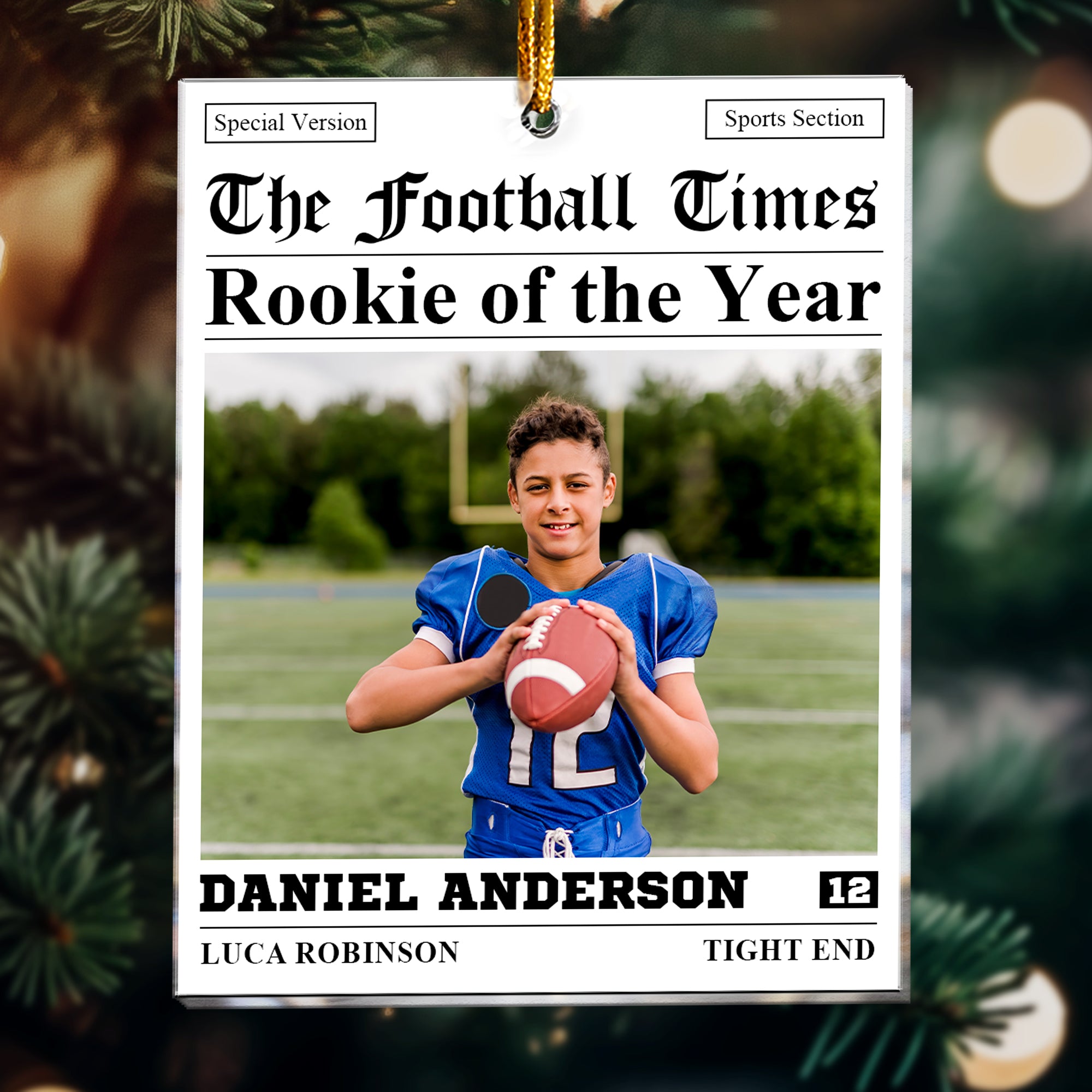 The American Football Times Newspaper - Personalized Acrylic Photo Ornament