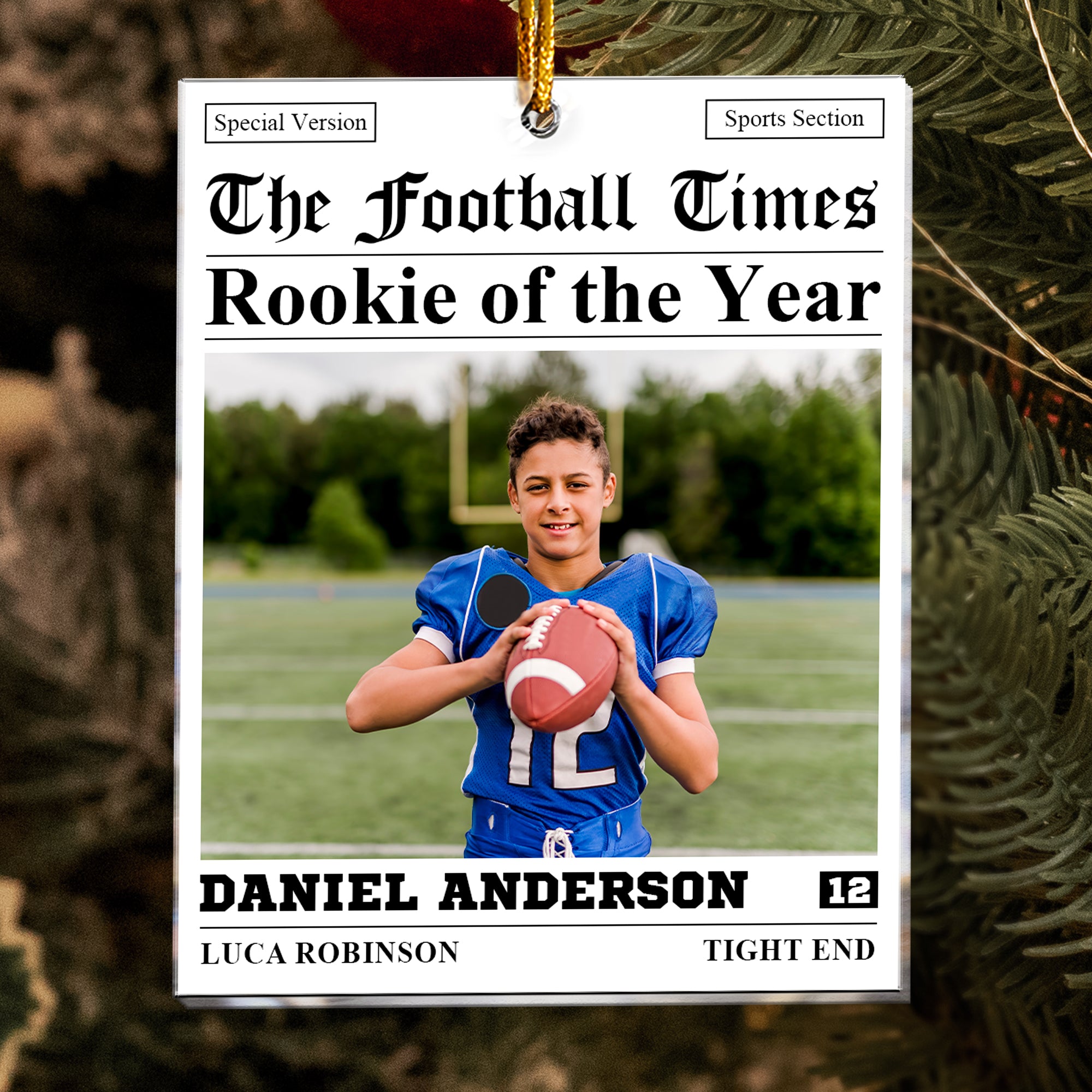 The American Football Times Newspaper - Personalized Acrylic Photo Ornament