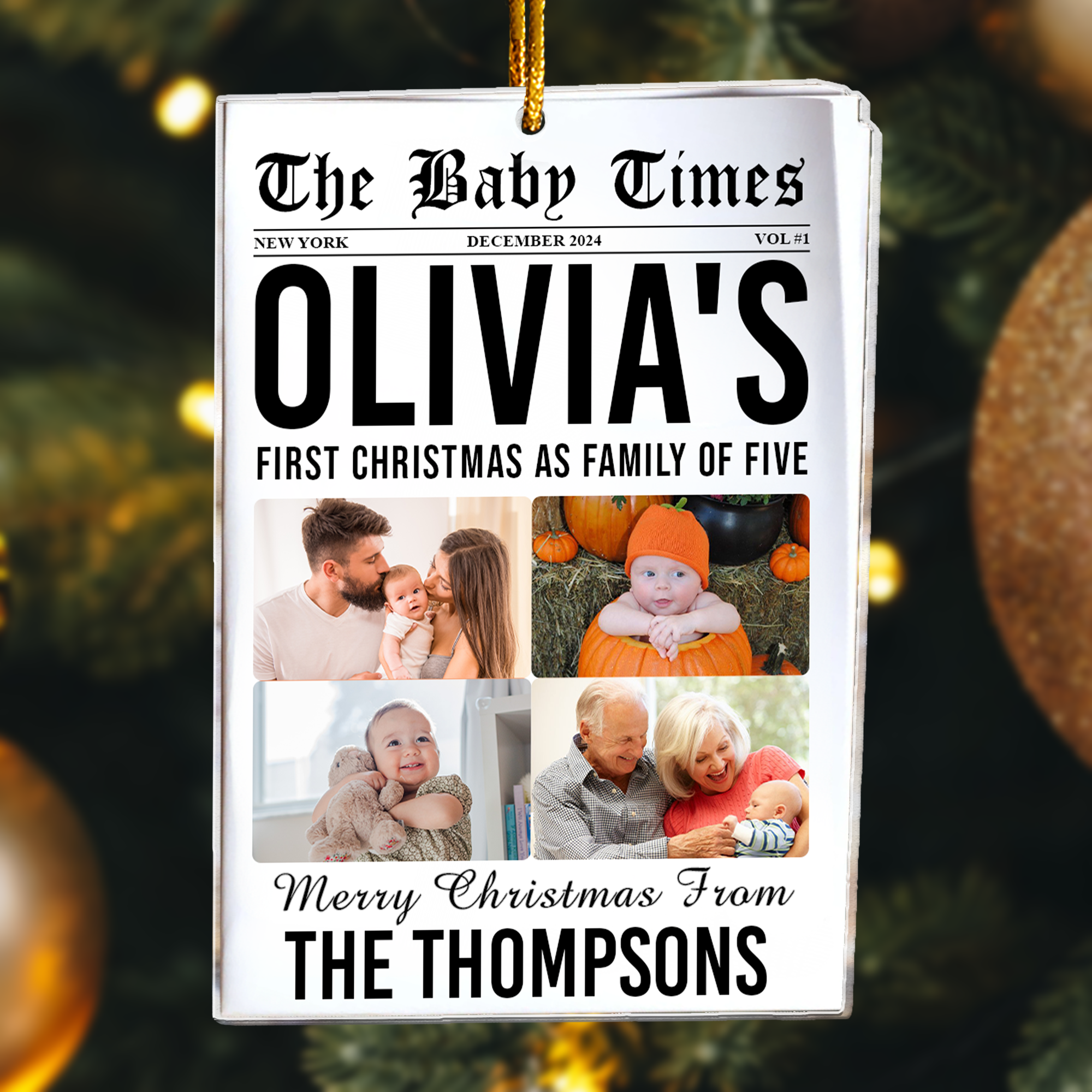 The Baby Times - Baby's First Christmas - Personalized Acrylic Photo Ornament