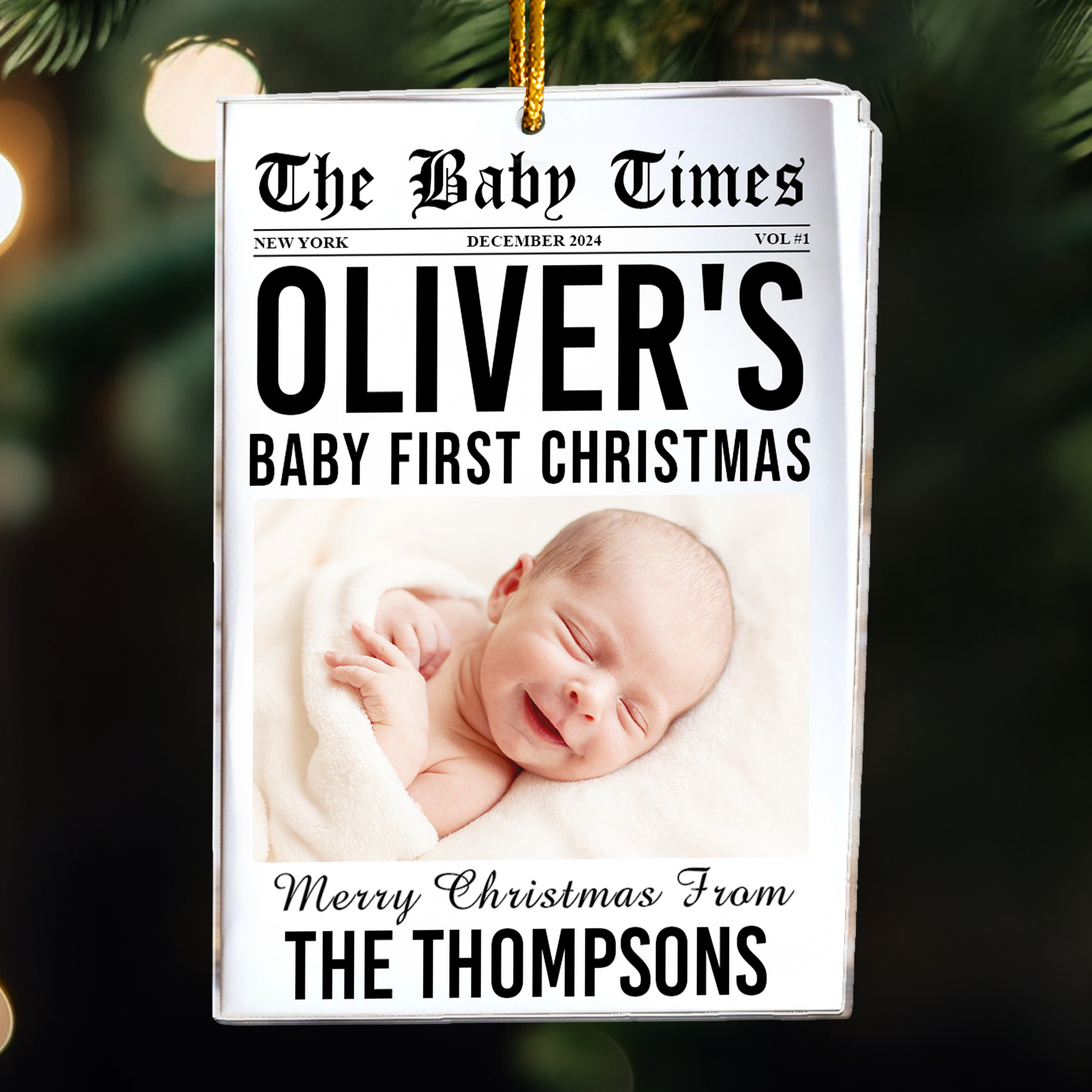 The Baby Times - Baby's First Christmas - Personalized Acrylic Photo Ornament