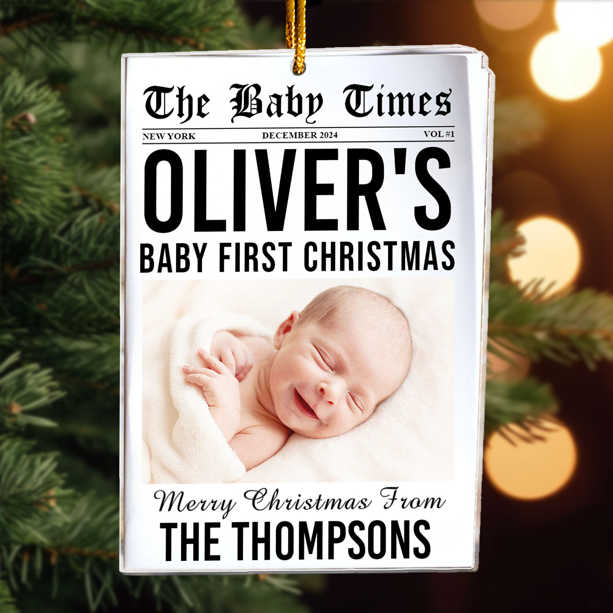 The Baby Times - Baby's First Christmas - Personalized Acrylic Photo Ornament