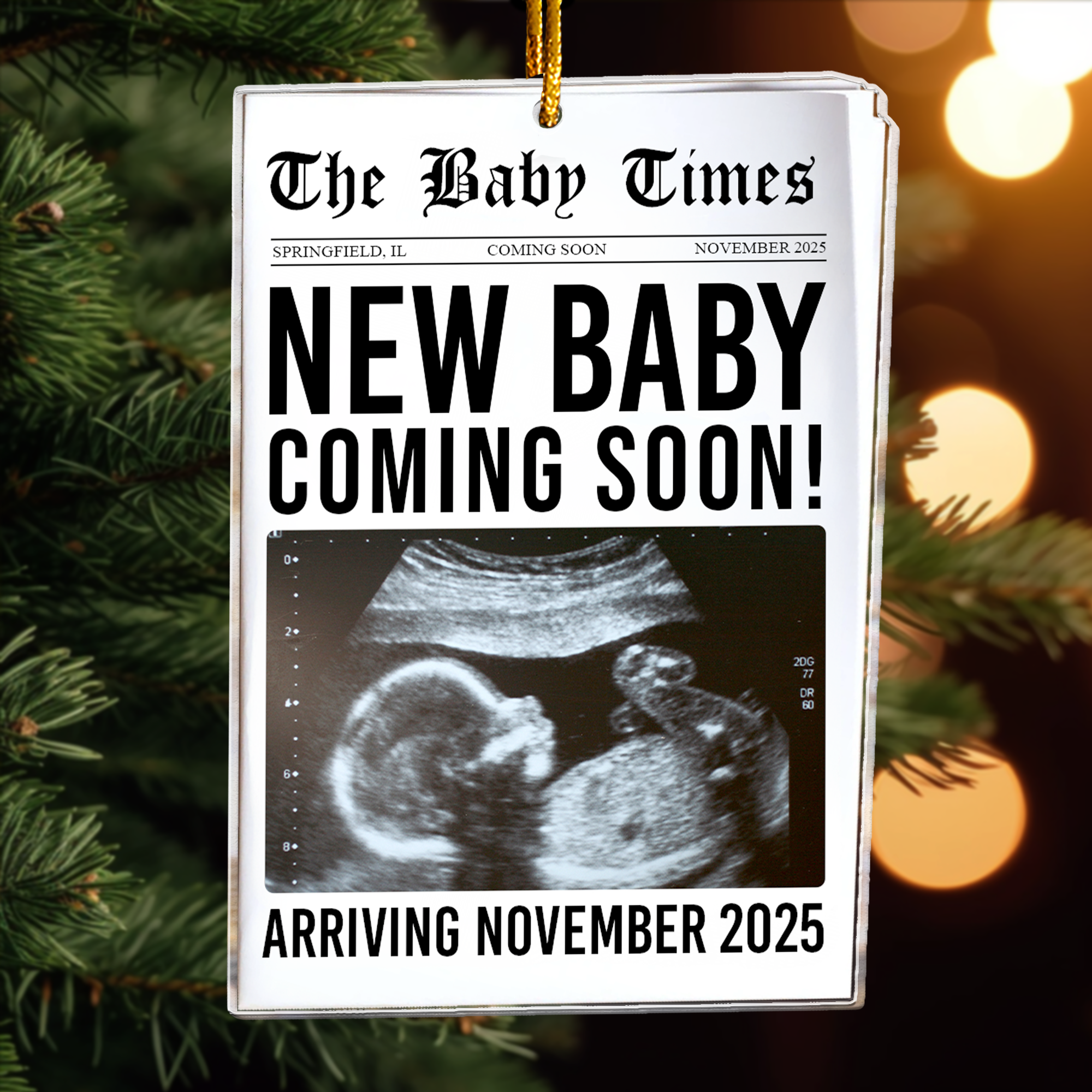 The Baby Times - New Baby Is Coming - Gifts For New Mom Dad - Personalized Acrylic Photo Ornament