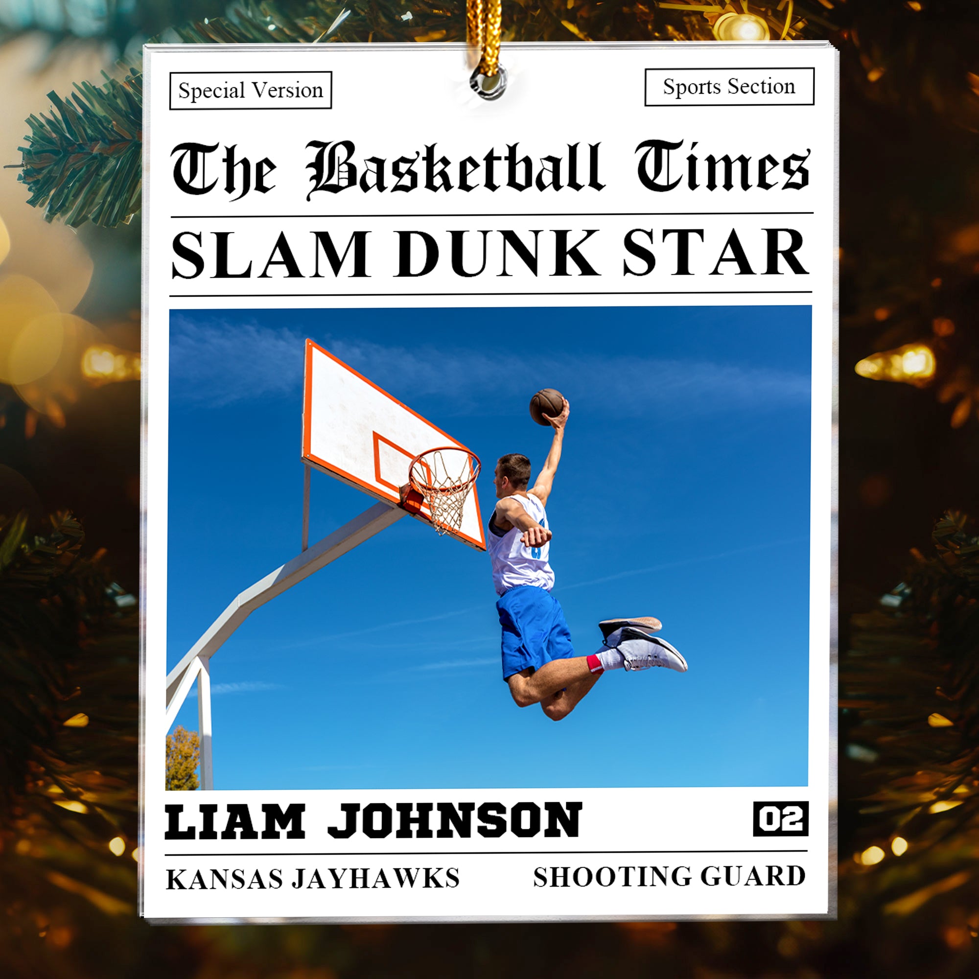 The Basketball Times Newspaper - Personalized Acrylic Photo Ornament