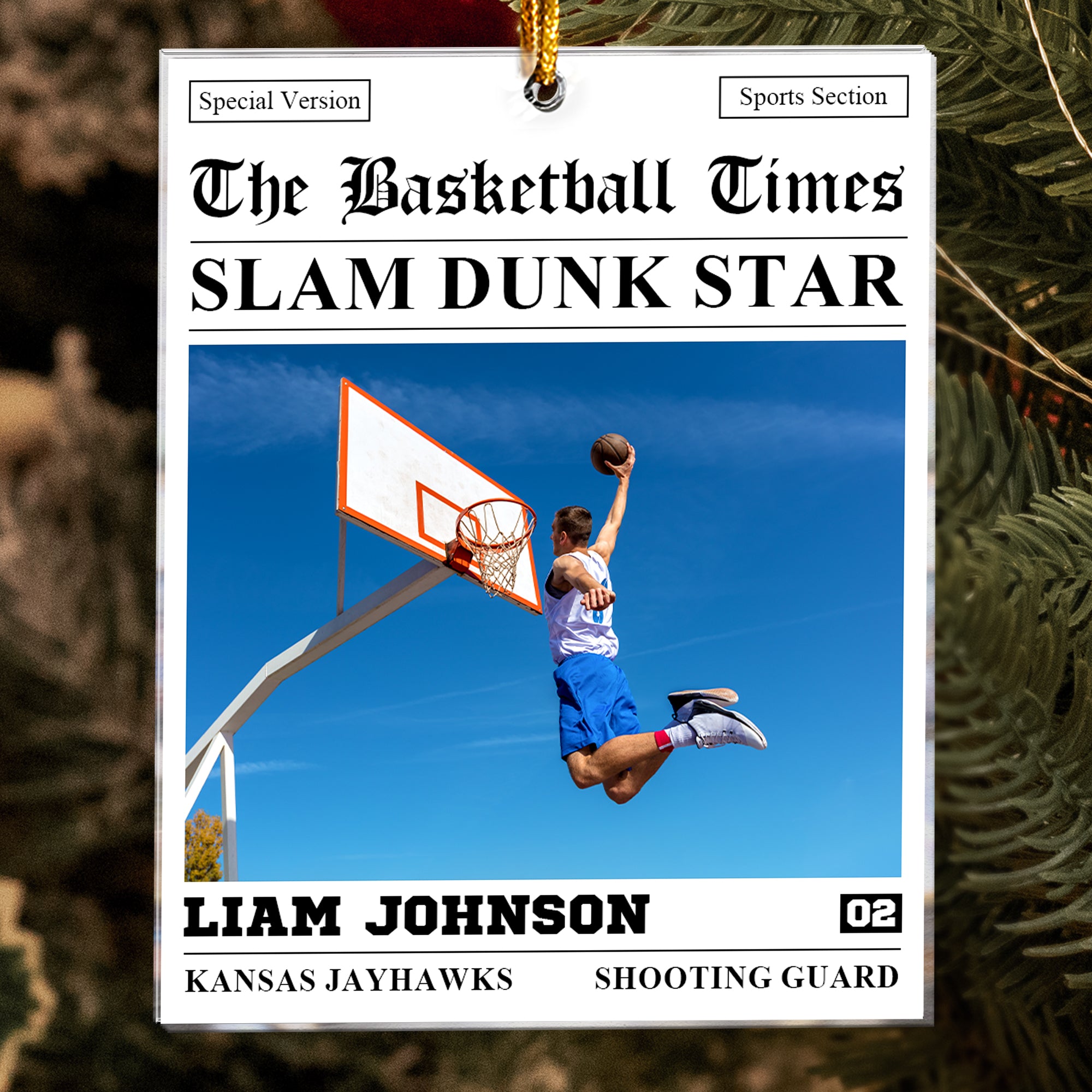 The Basketball Times Newspaper - Personalized Acrylic Photo Ornament