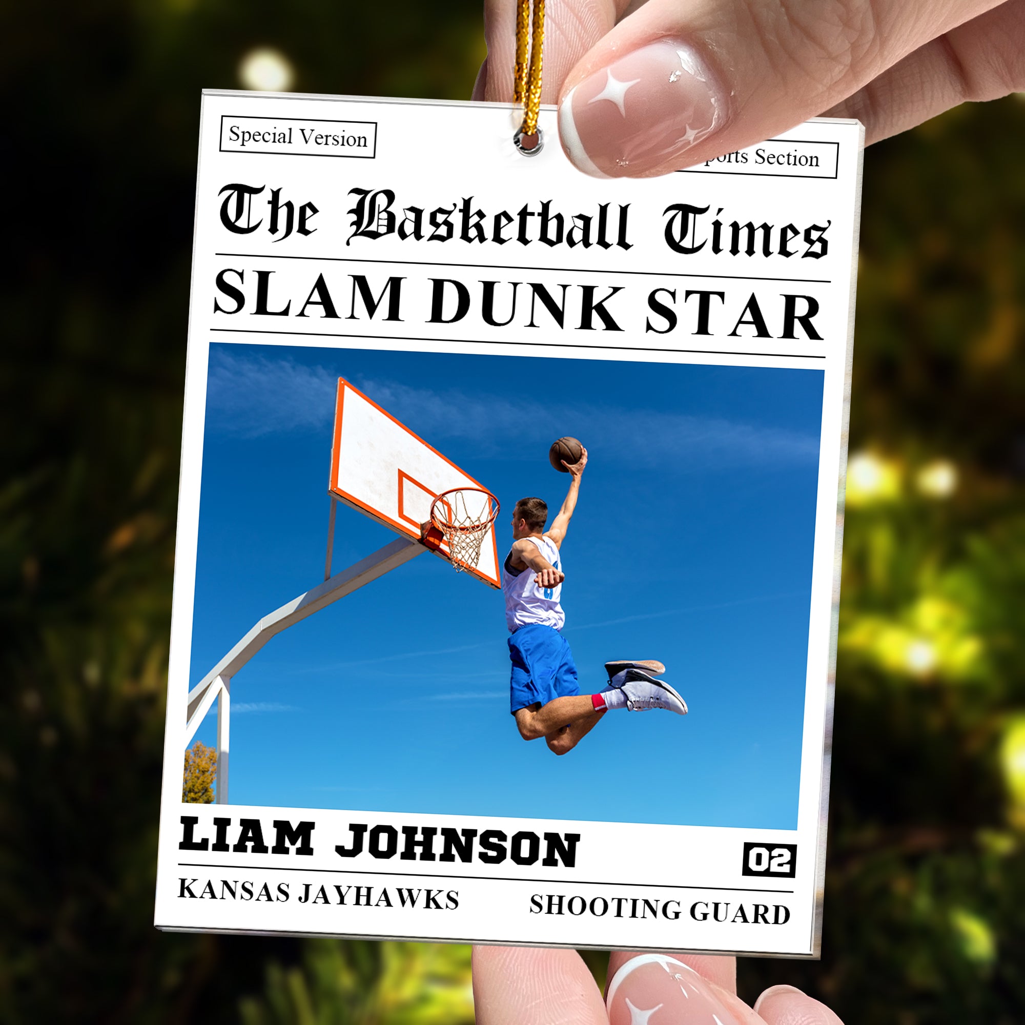 The Basketball Times Newspaper - Personalized Acrylic Photo Ornament