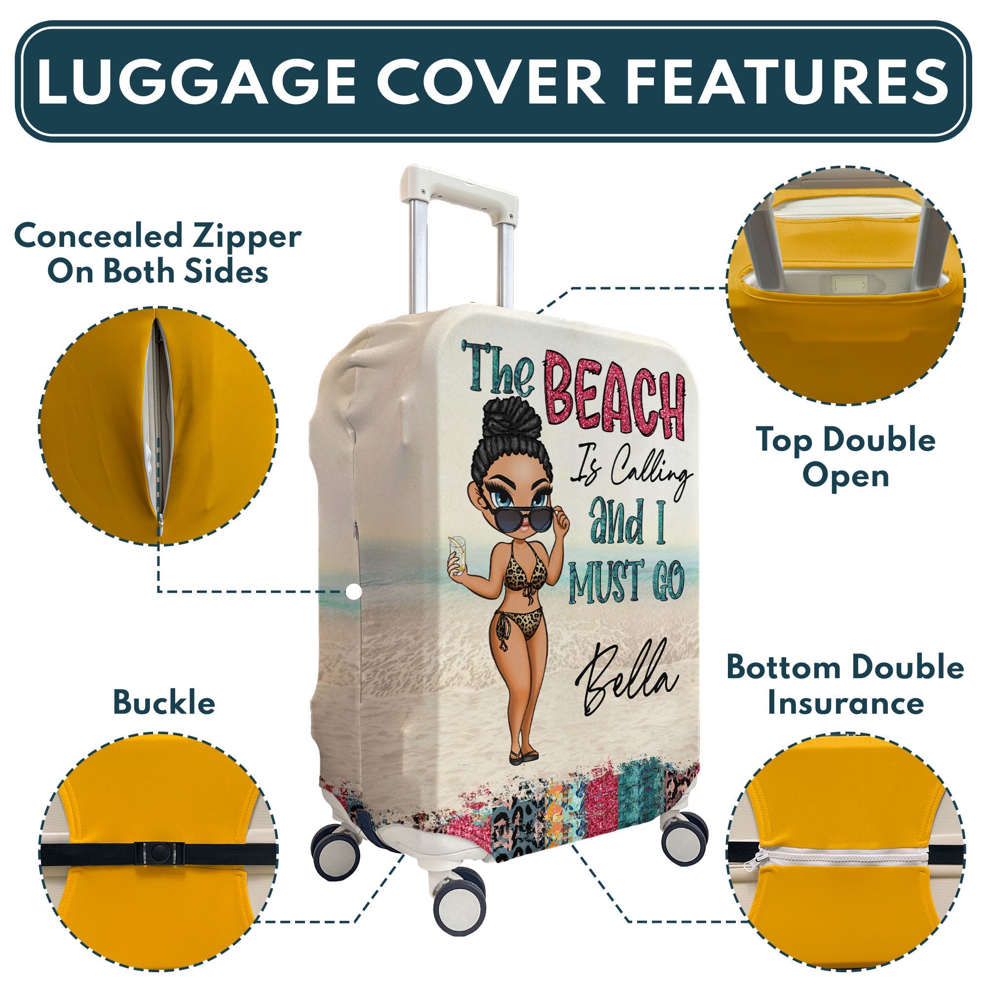 The Beach Is Calling Me - Personalized Luggage Cover