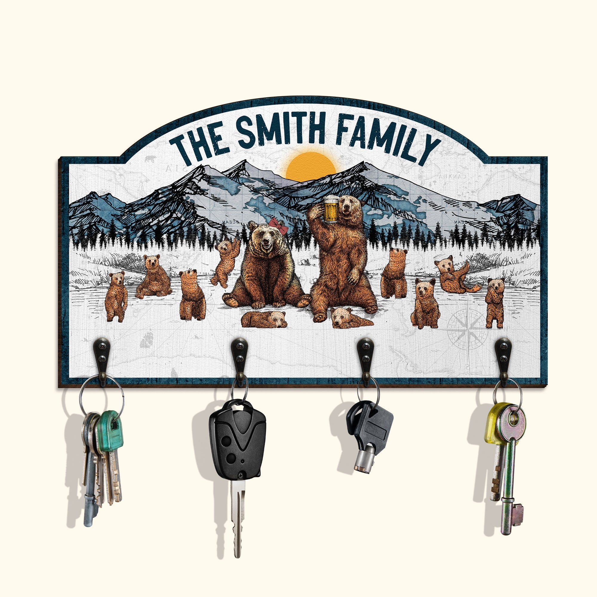 The Bear Family - Personalized Custom Key Holder