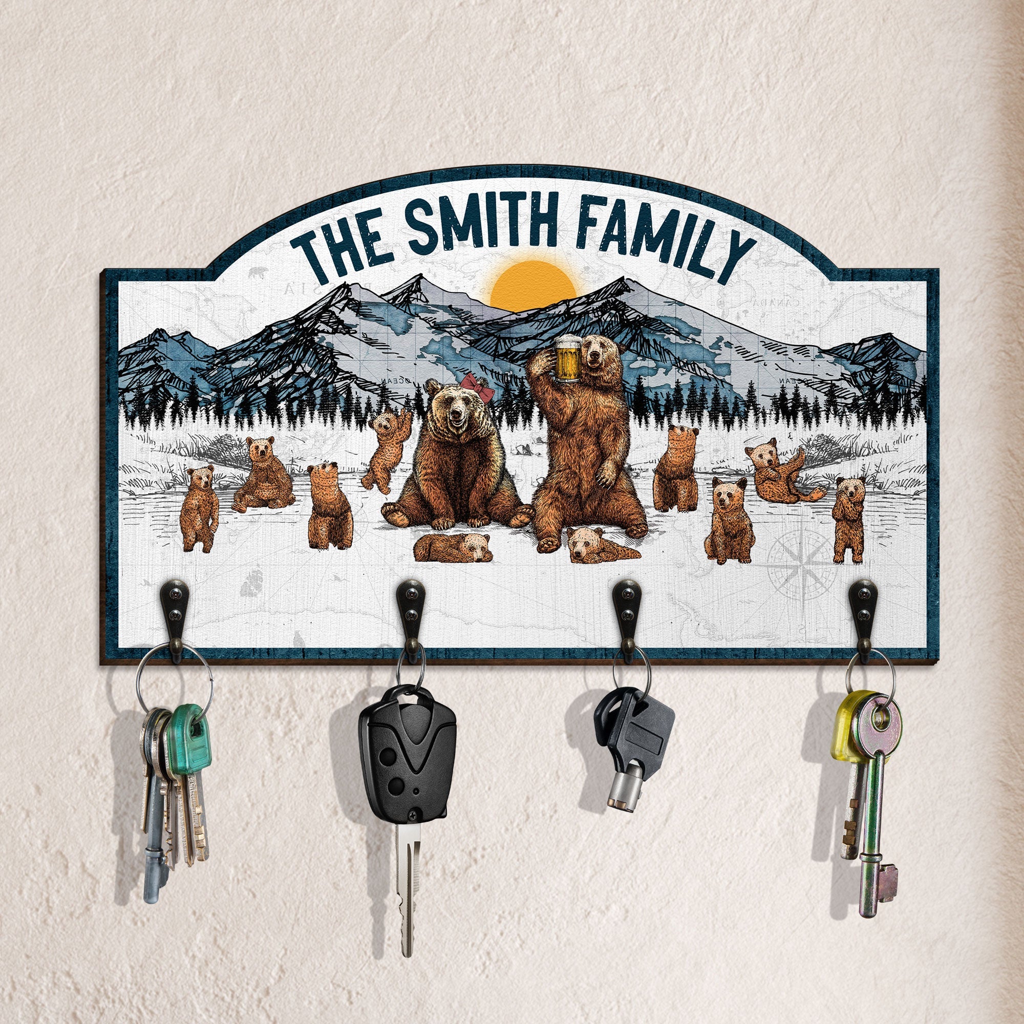 The Bear Family - Personalized Custom Key Holder