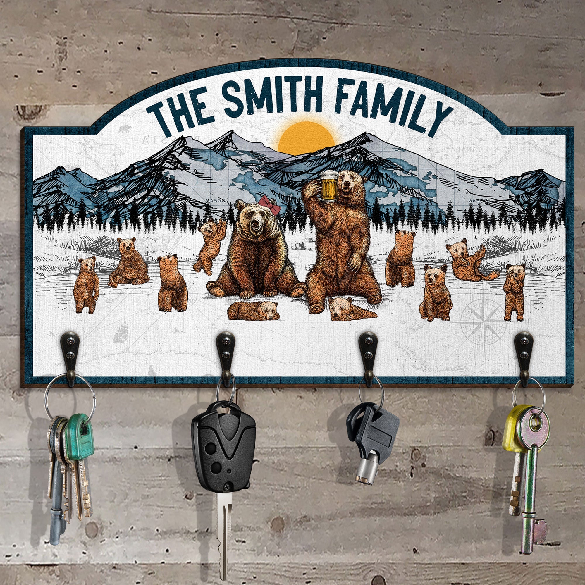 The Bear Family - Personalized Custom Key Holder