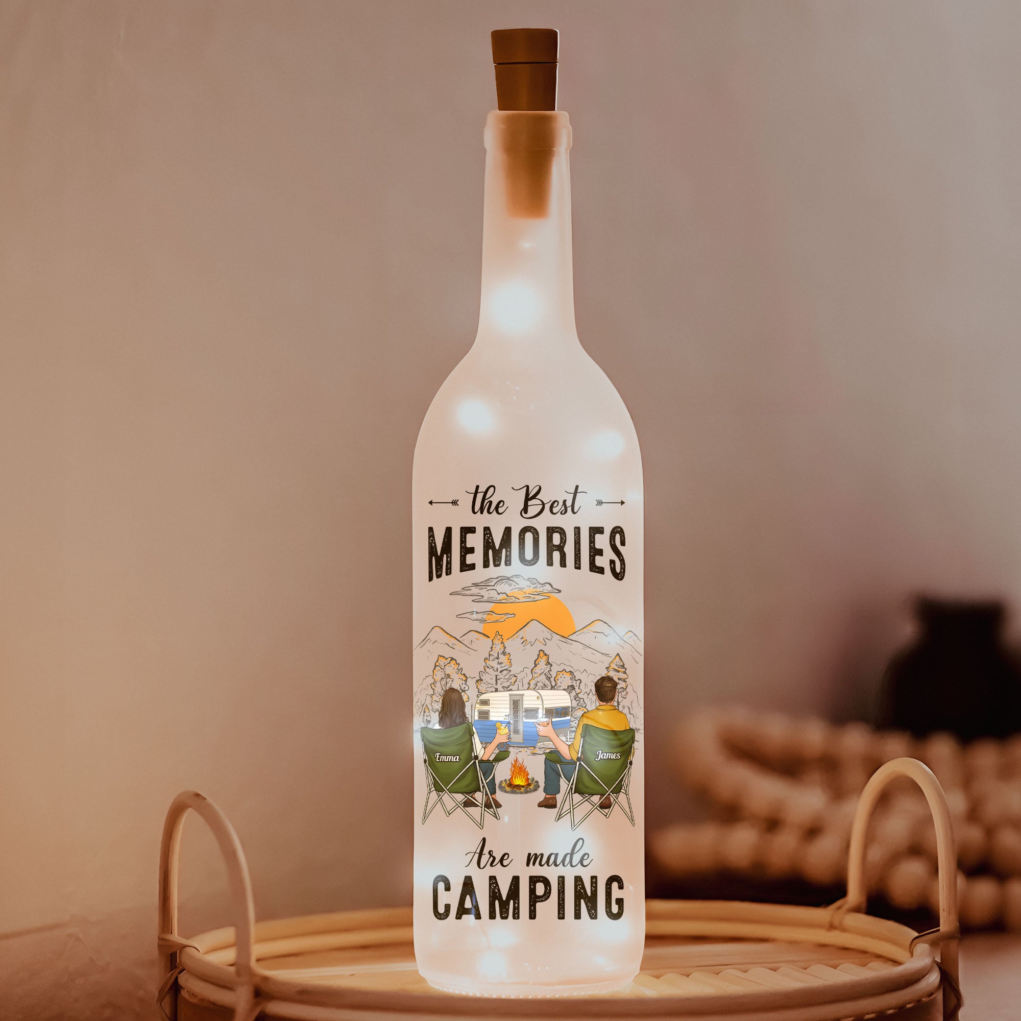 The Best Memories Are Made Camping - Personalized Bottle Lamp