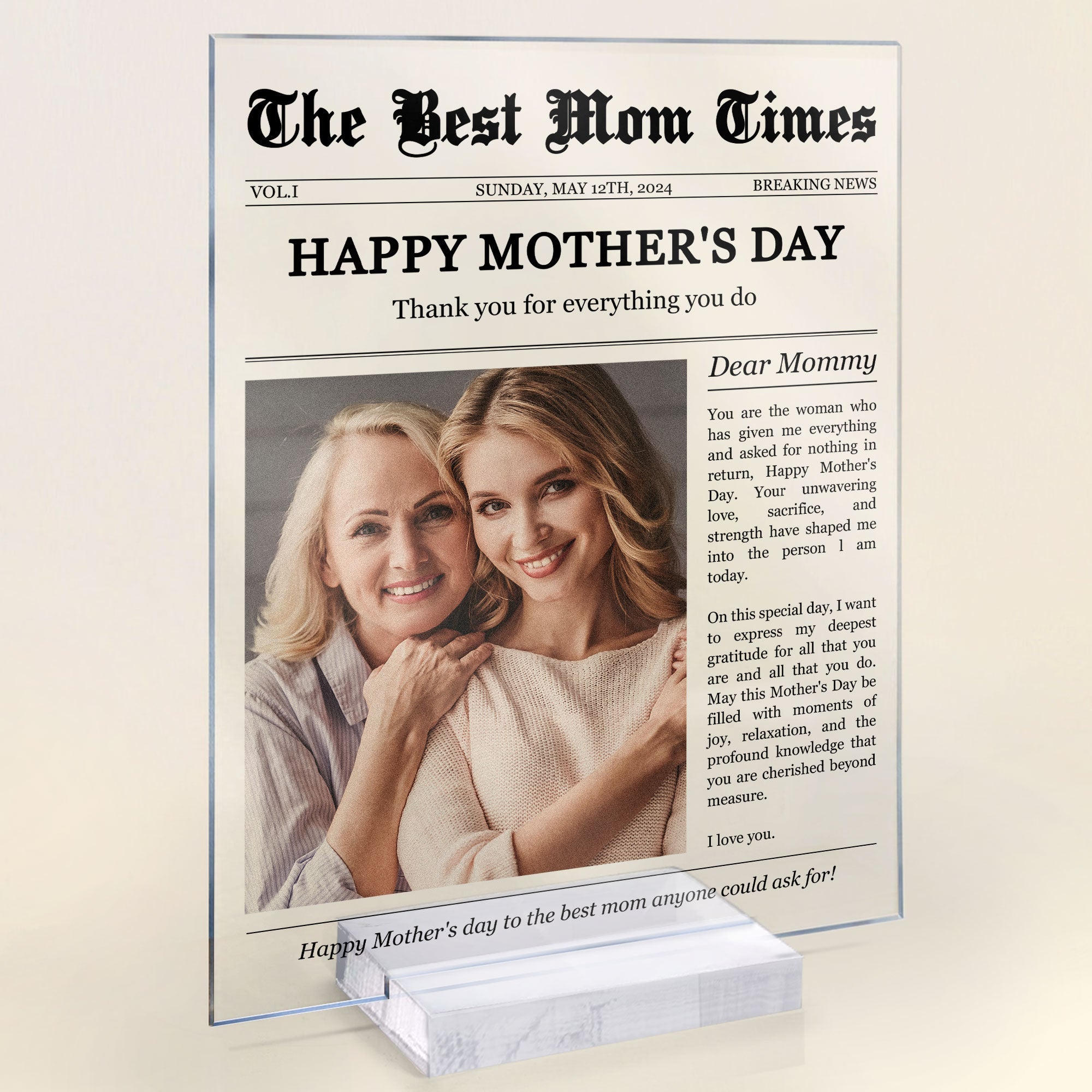 The Best Mom Times - Personalized Acrylic Photo Plaque