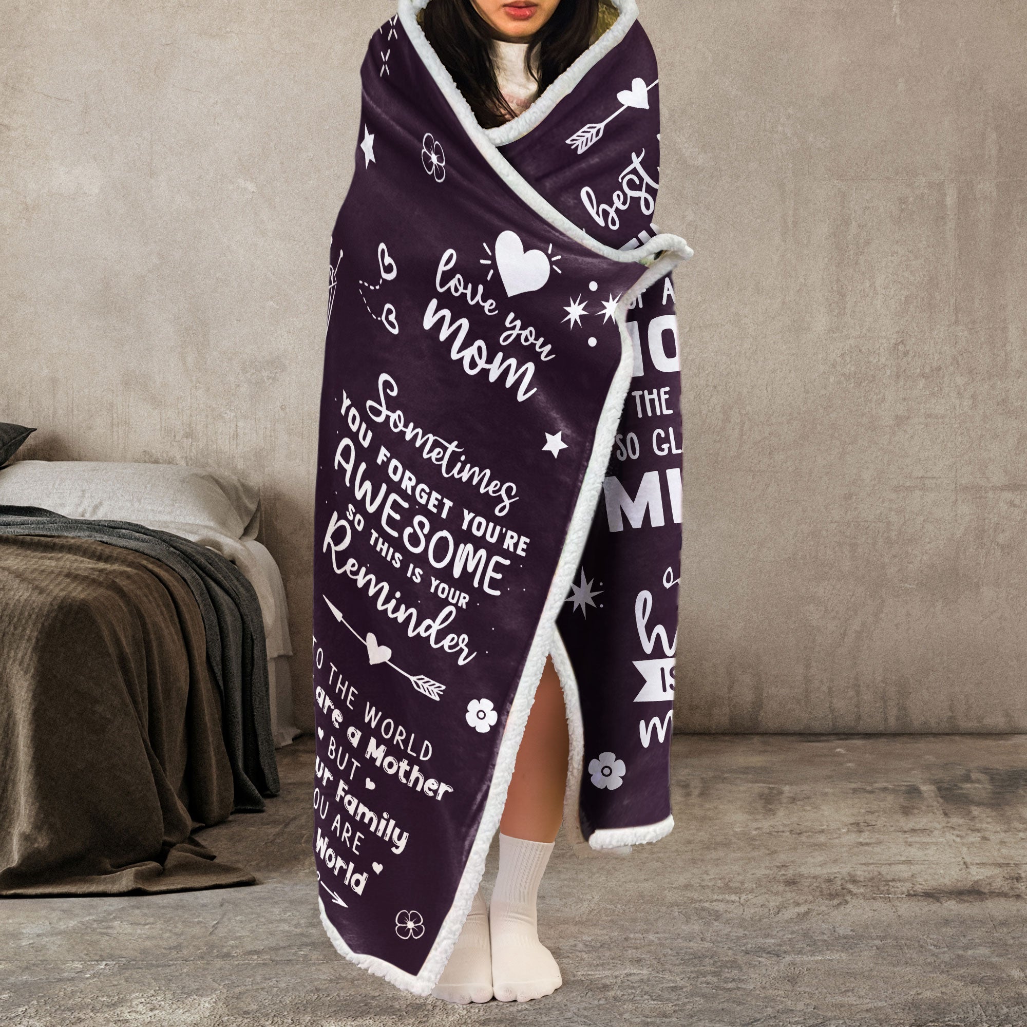 The Best Mother In The World Mom Gifts - Personalized Photo Wearable Blanket Hoodie