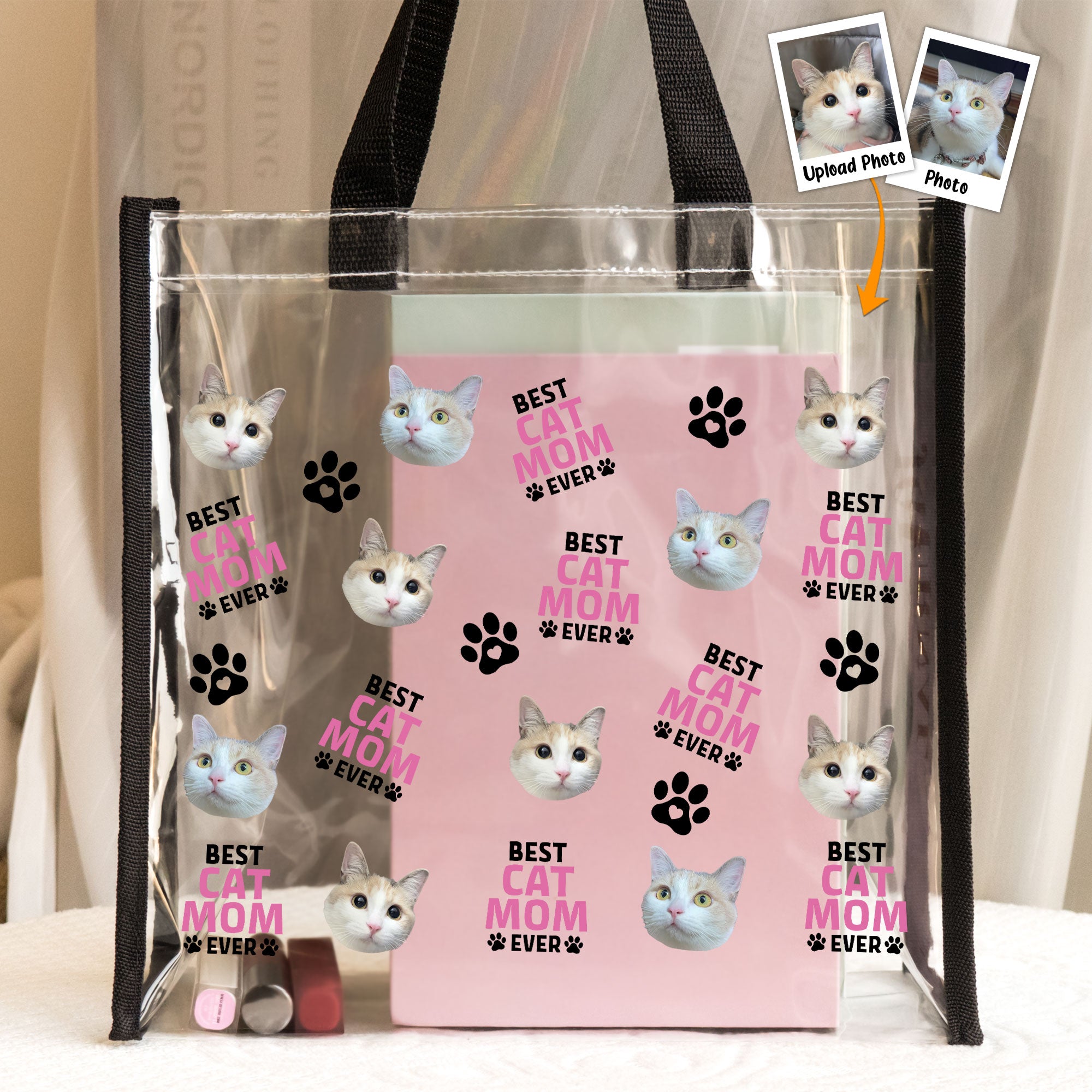 The Best Pet Mom - Custom Photo Clear Tote Bag