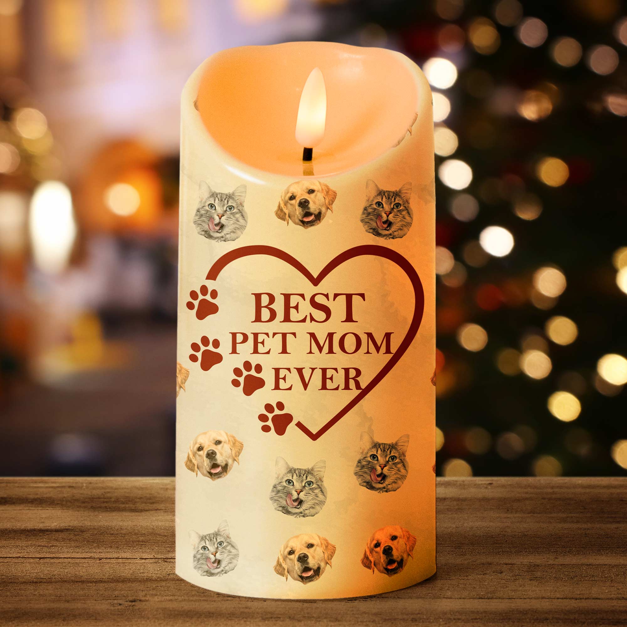 The Best Pet Mom - Personalized Photo LED Candle