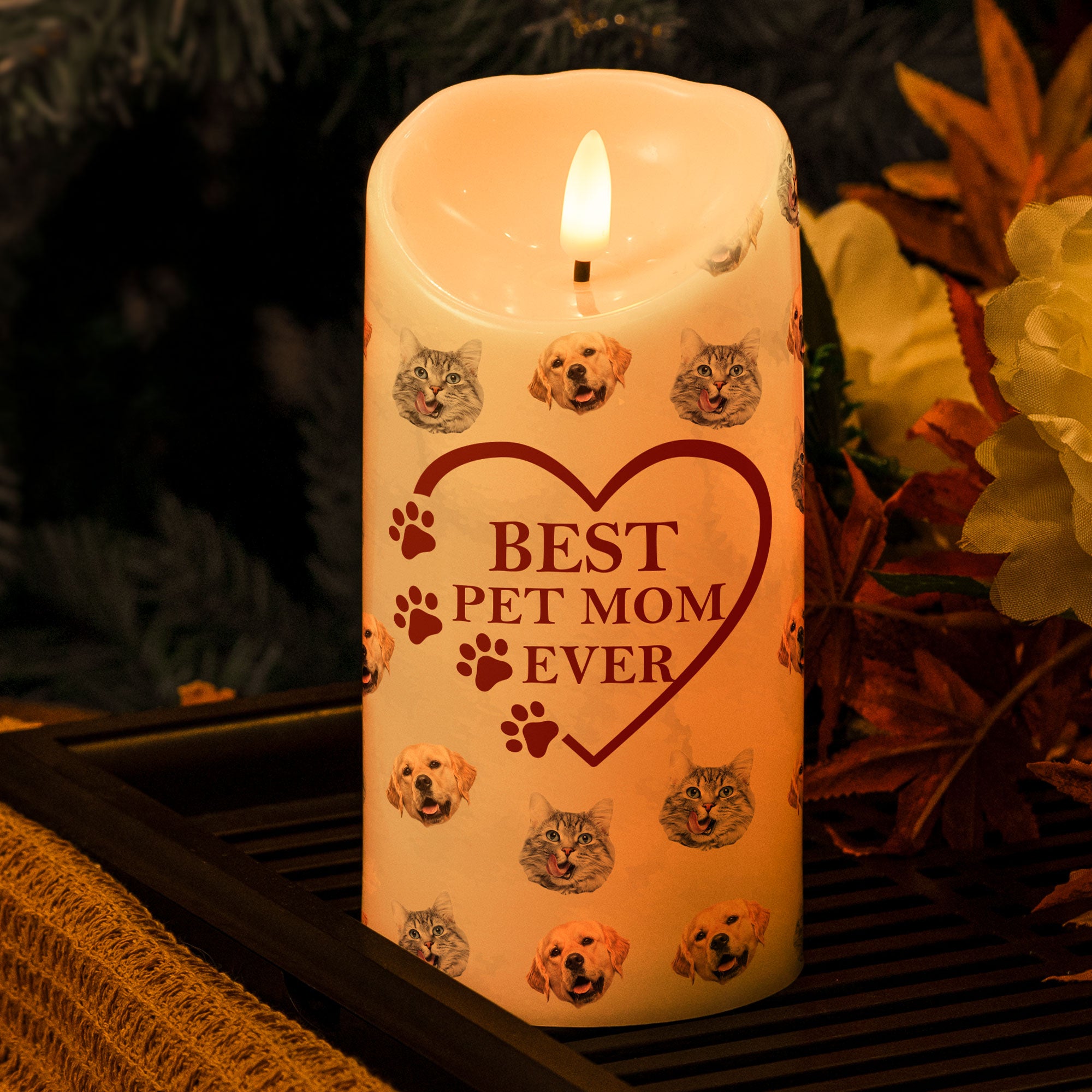 The Best Pet Mom - Personalized Photo LED Candle