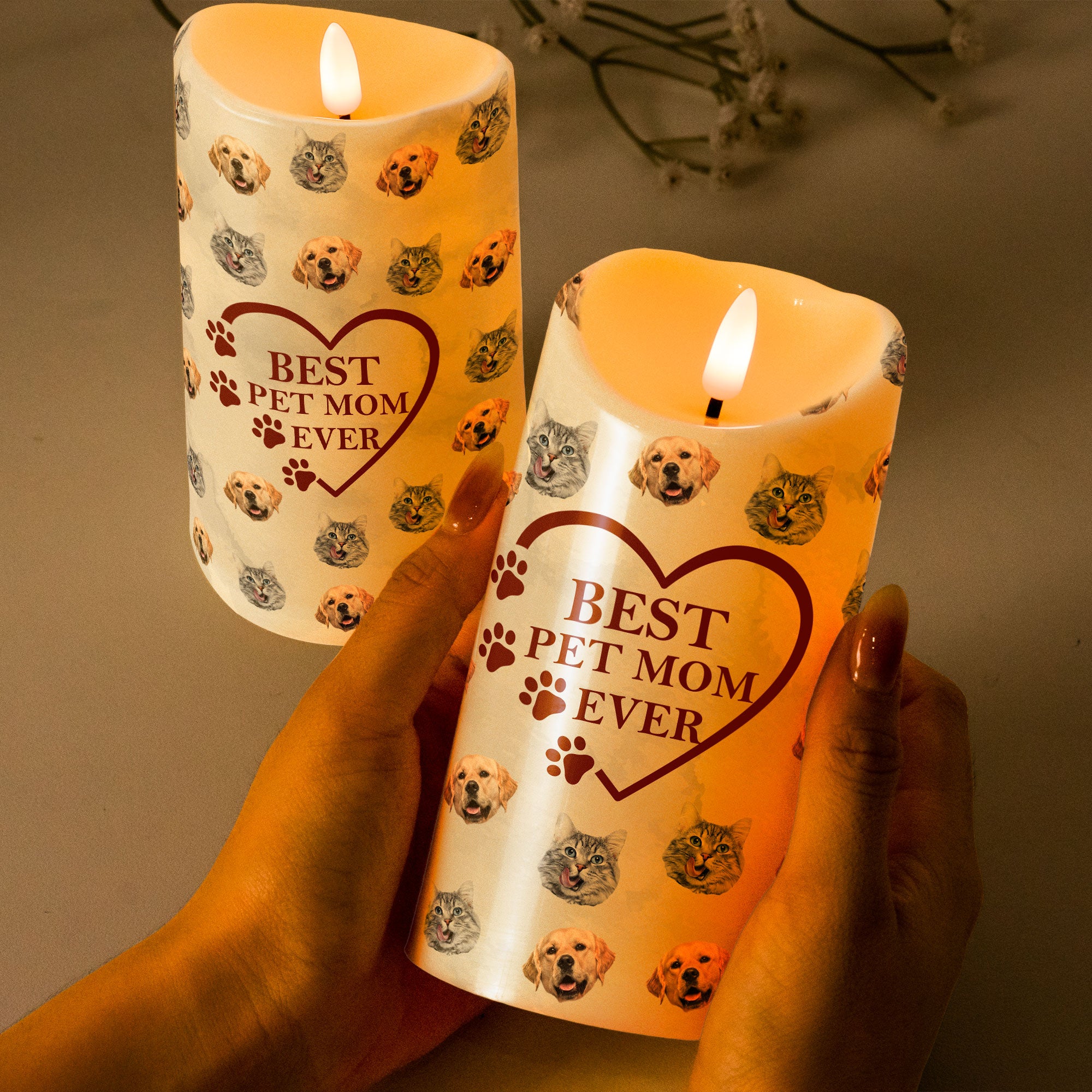 The Best Pet Mom - Personalized Photo LED Candle