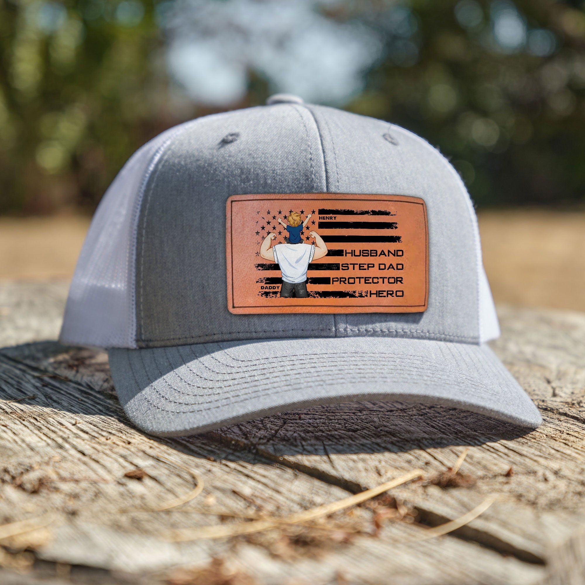 The Best Step Dad Ever - Personalized Leather Patch Hat