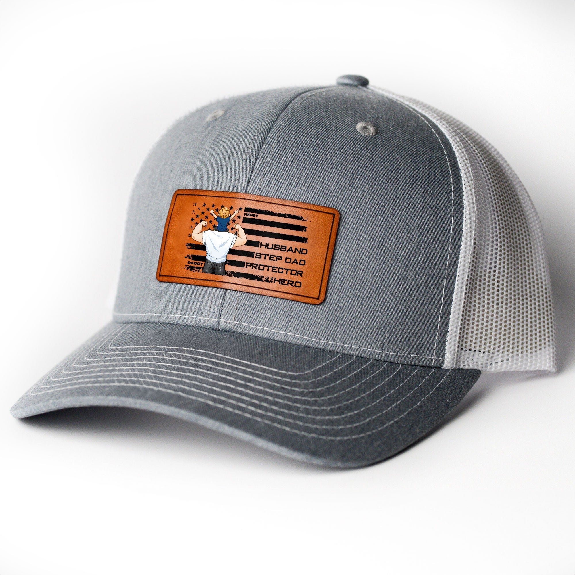 The Best Step Dad Ever - Personalized Leather Patch Hat