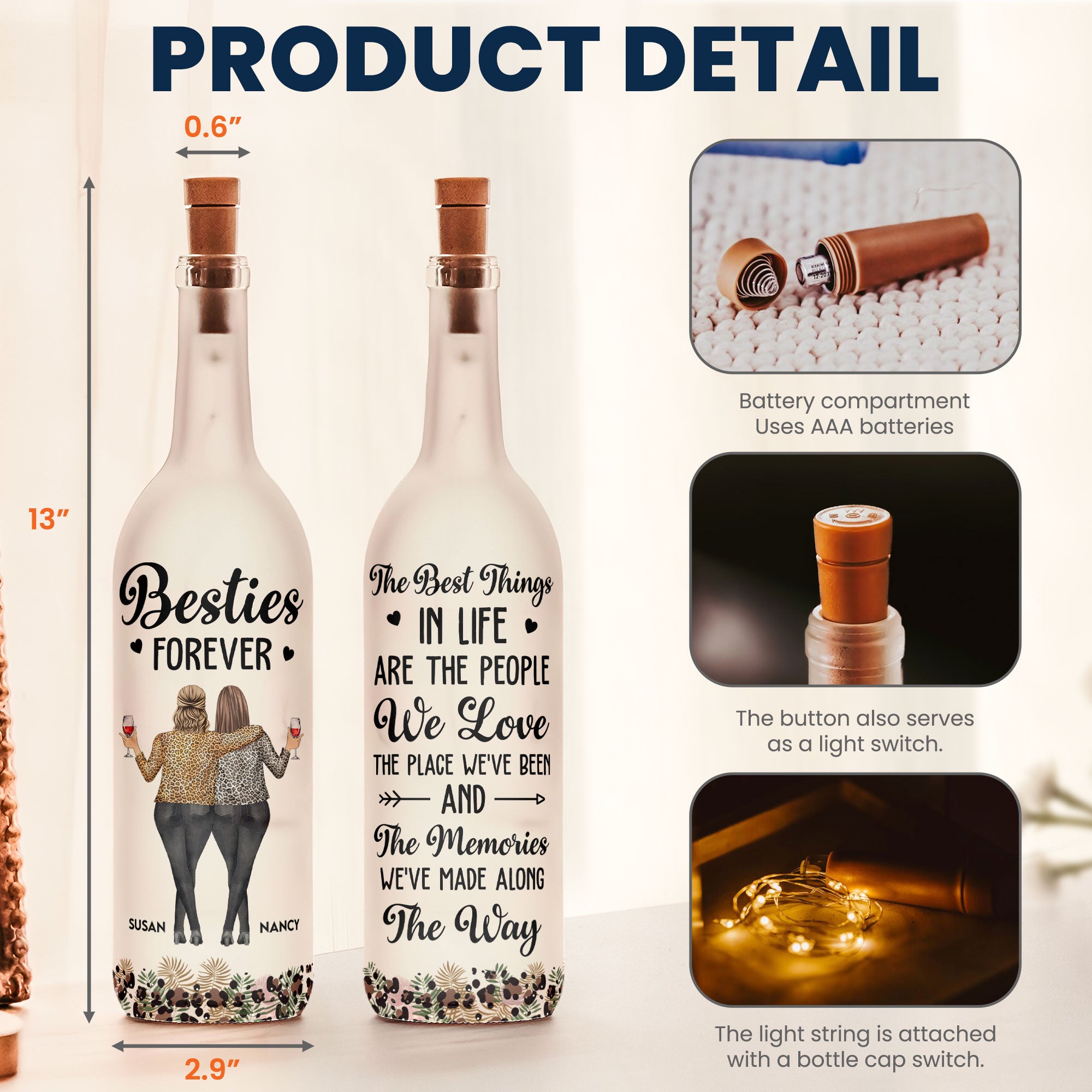 The Best Things In Life - Personalized Bottle Lamp