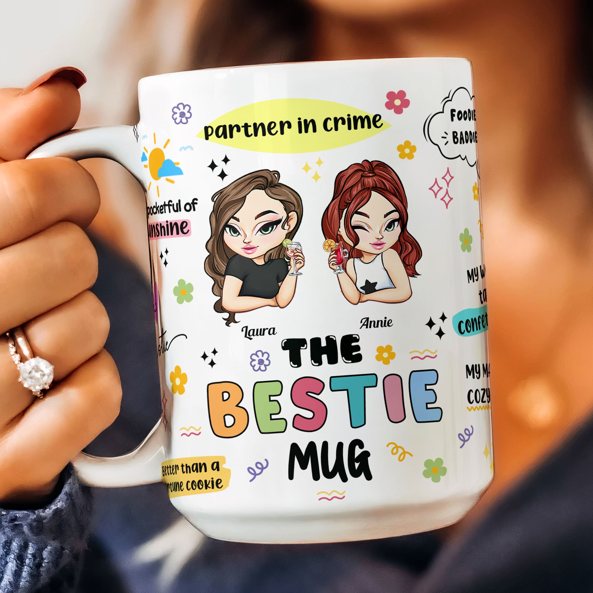 The Bestie Mug - Gifts For Partner In Crime, Soul Sister Or Best Friend - Personalized Mug