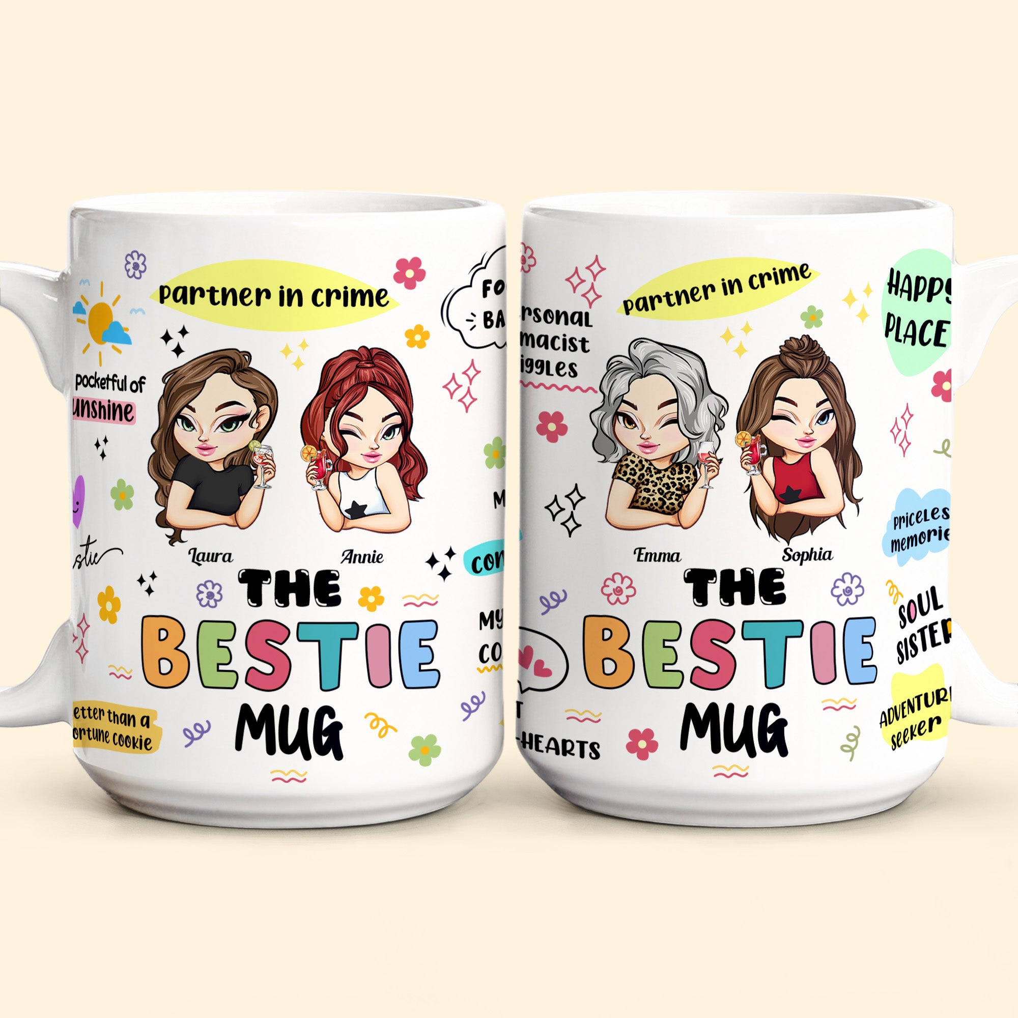 The Bestie Mug - Gifts For Partner In Crime, Soul Sister Or Best Friend - Personalized Mug