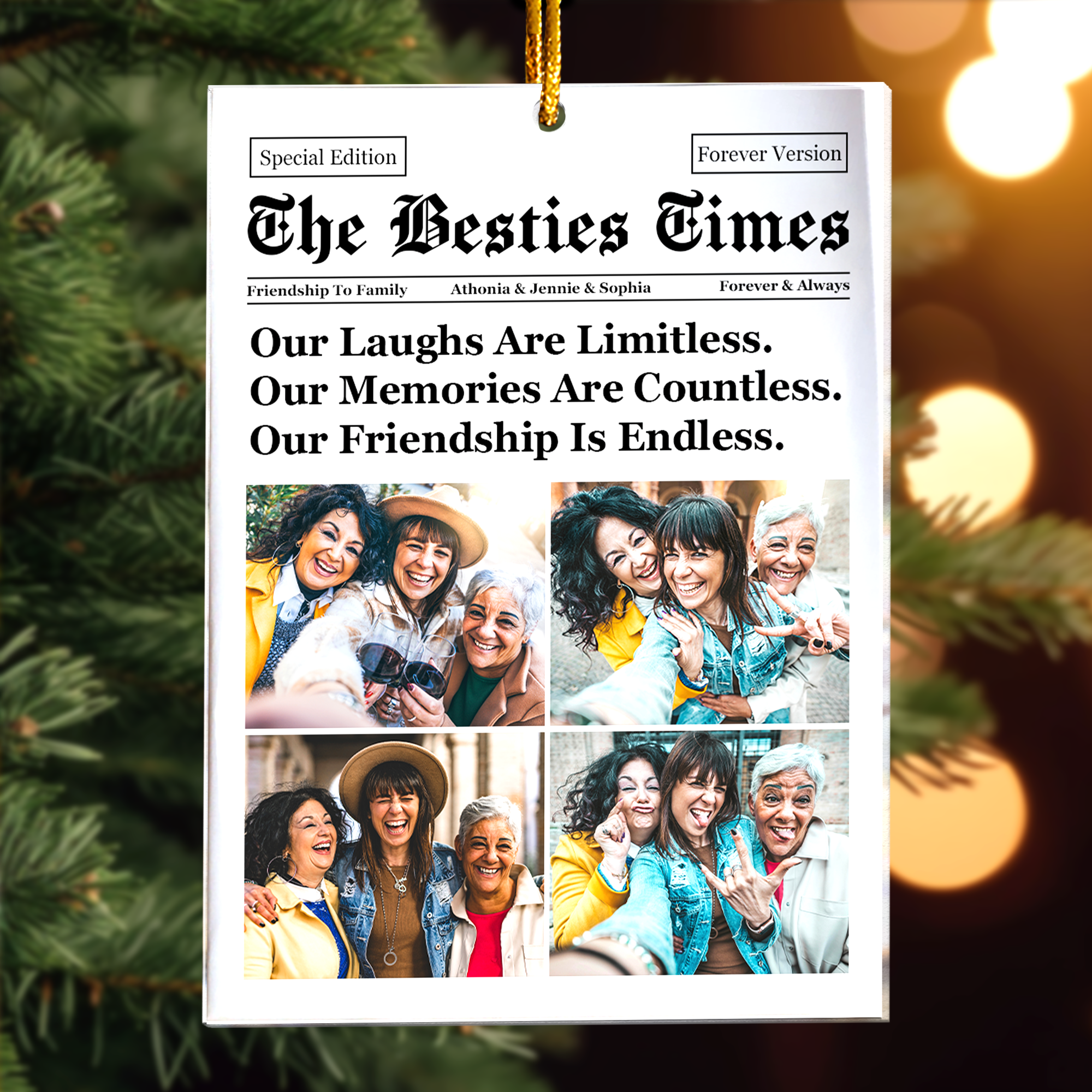 The Besties Times - Christmas Friendship Thank You Gifts - Personalized Acrylic Photo Ornament