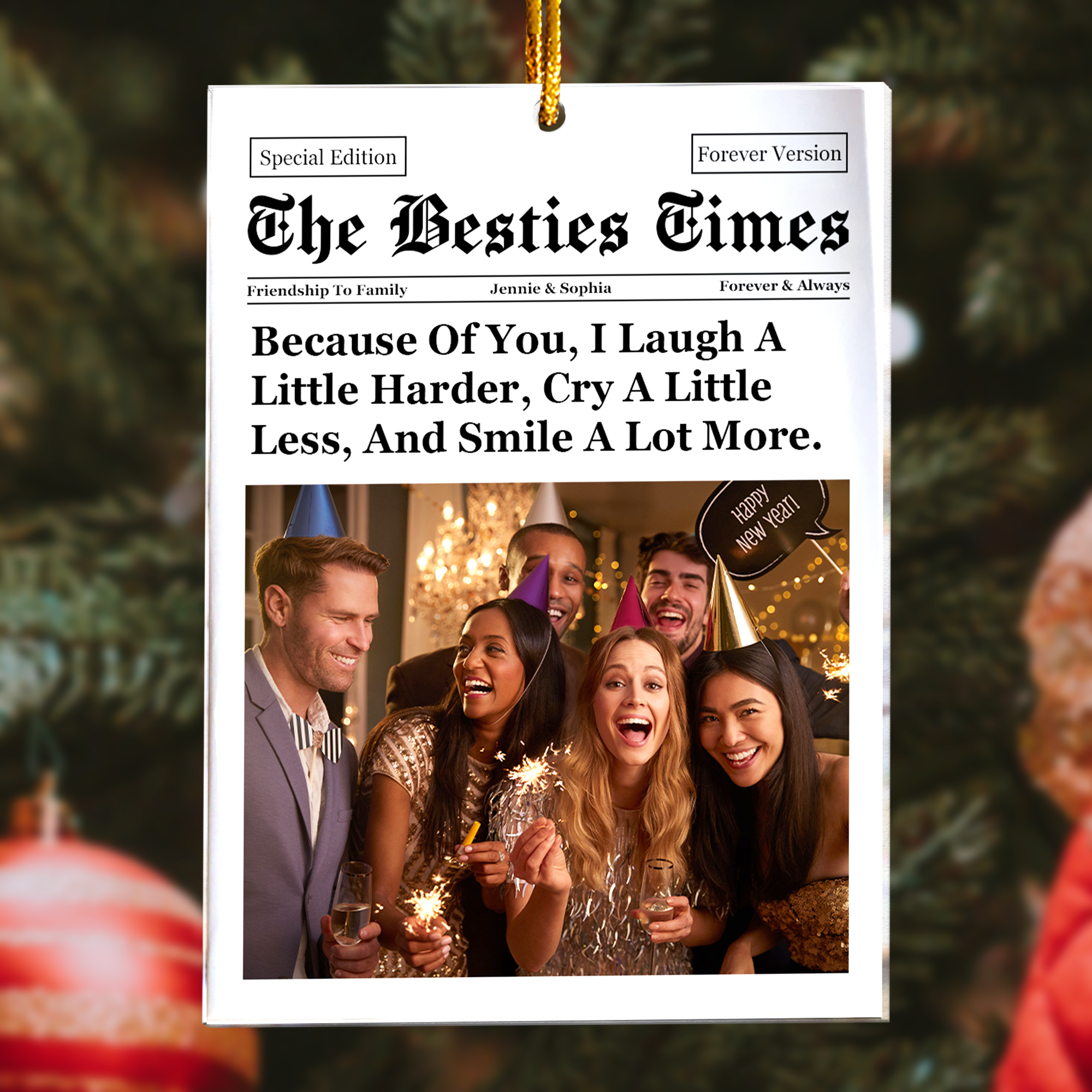 The Besties Times - Christmas Friendship Thank You Gifts - Personalized Acrylic Photo Ornament