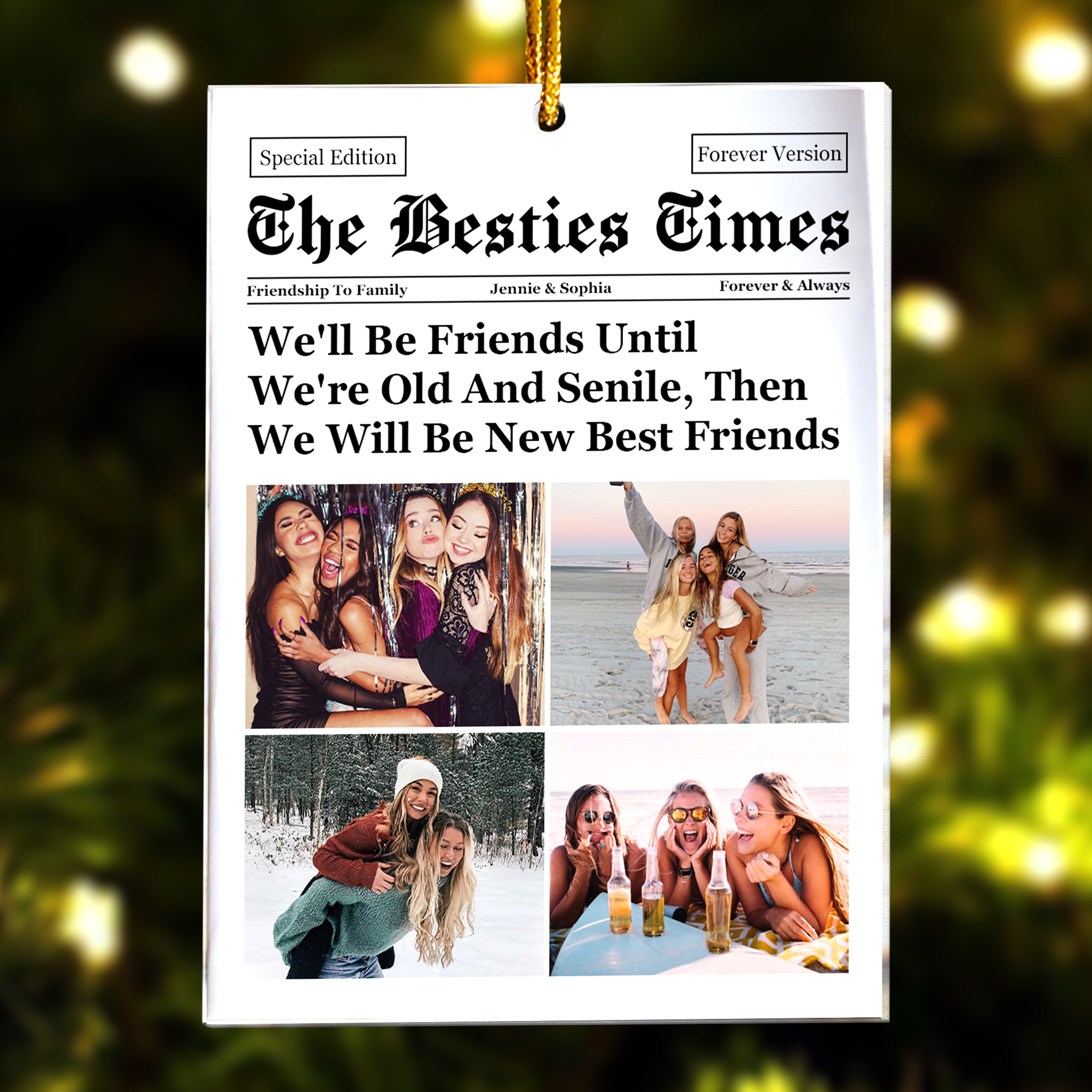 The Besties Times - Christmas Friendship Thank You Gifts - Personalized Acrylic Photo Ornament