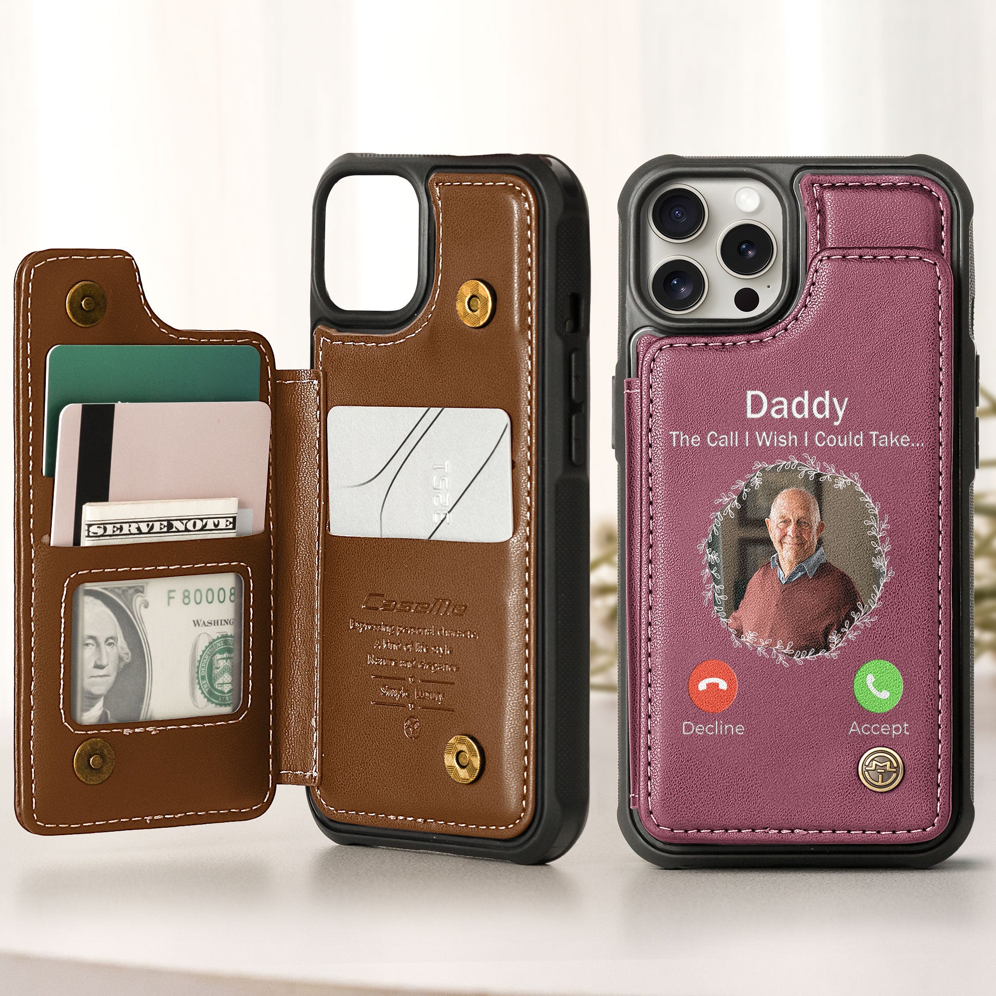 The Call I Wish I Could Take - Personalized Photo Leather Flip Wallet Phone Case