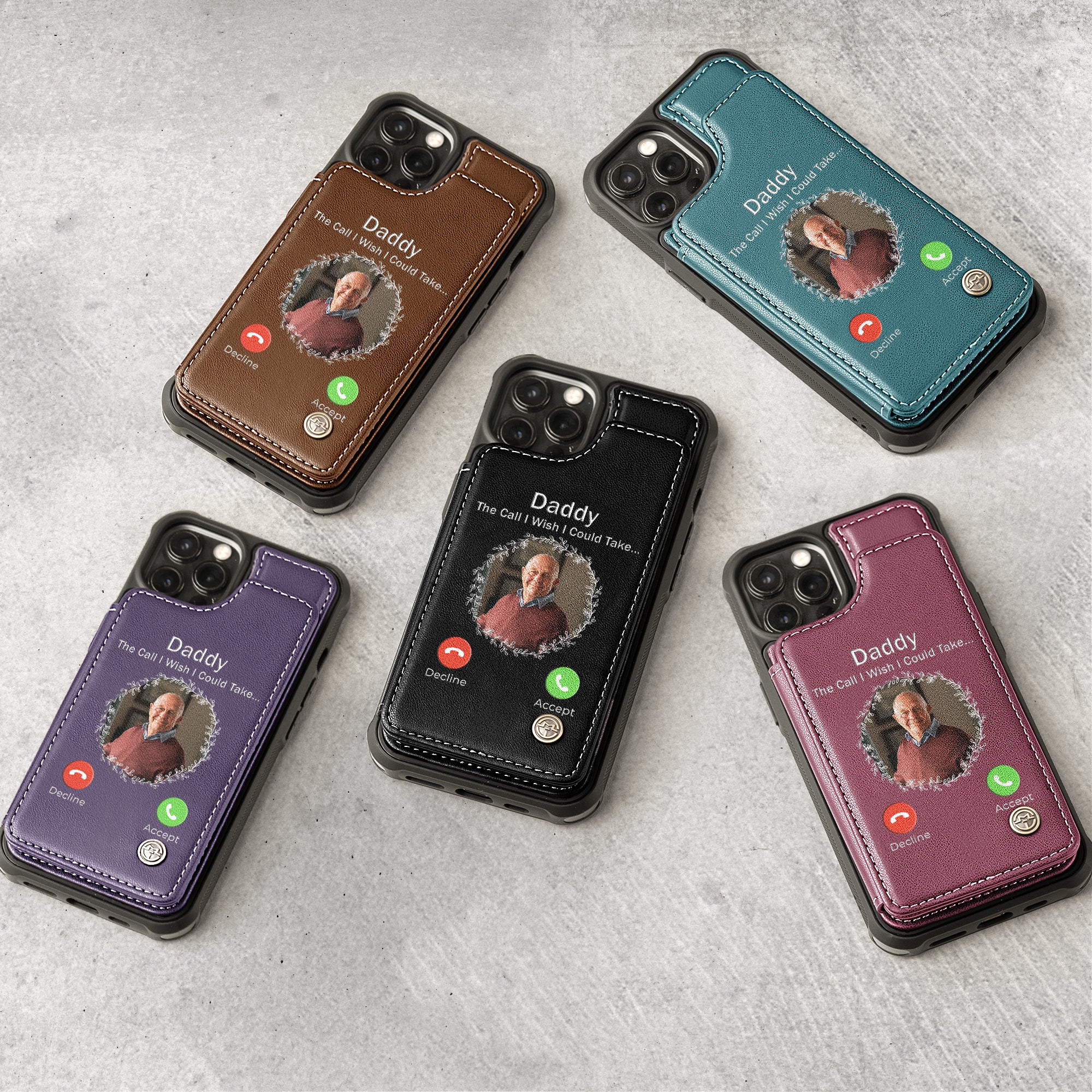 The Call I Wish I Could Take - Personalized Photo Leather Flip Wallet Phone Case