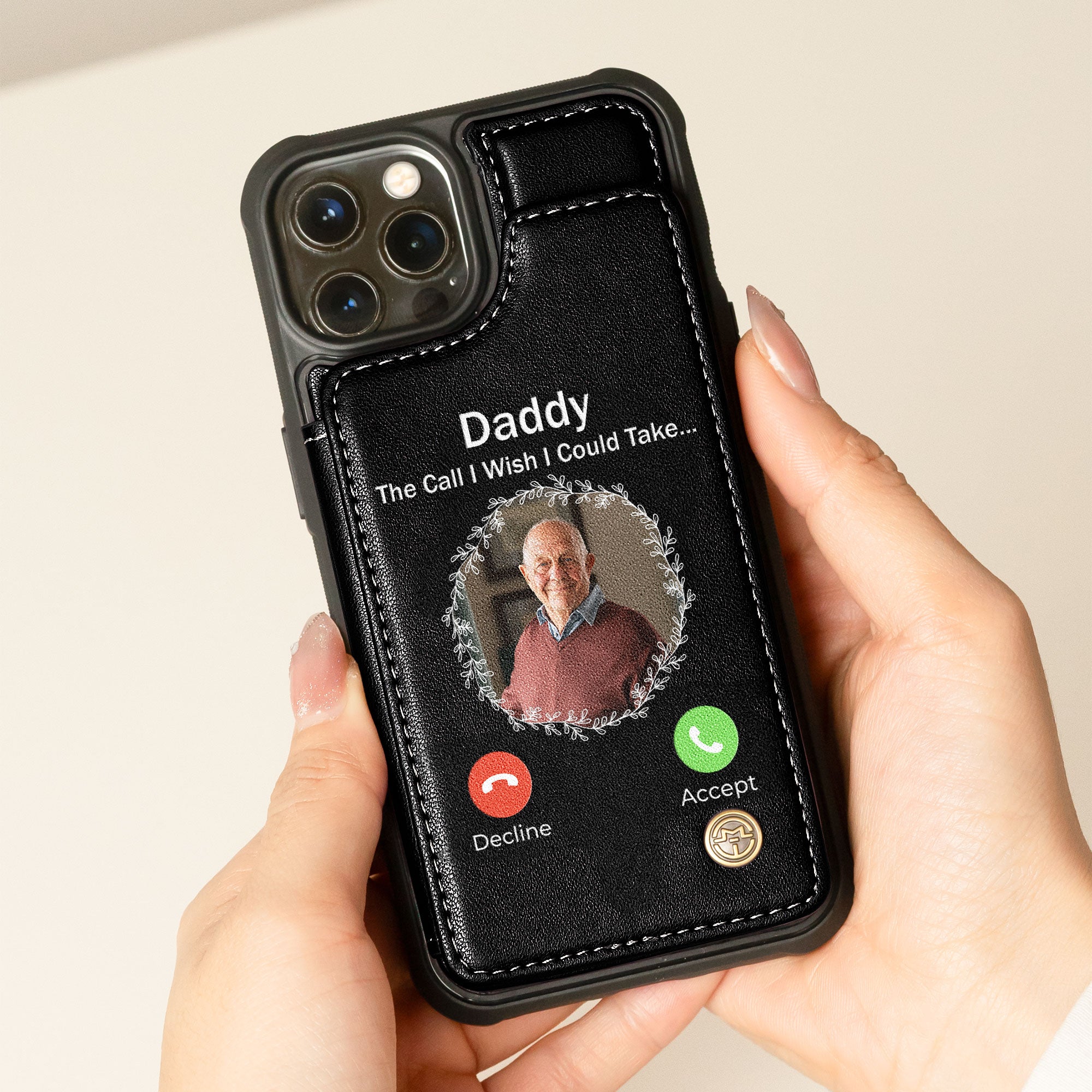 The Call I Wish I Could Take - Personalized Photo Leather Flip Wallet Phone Case